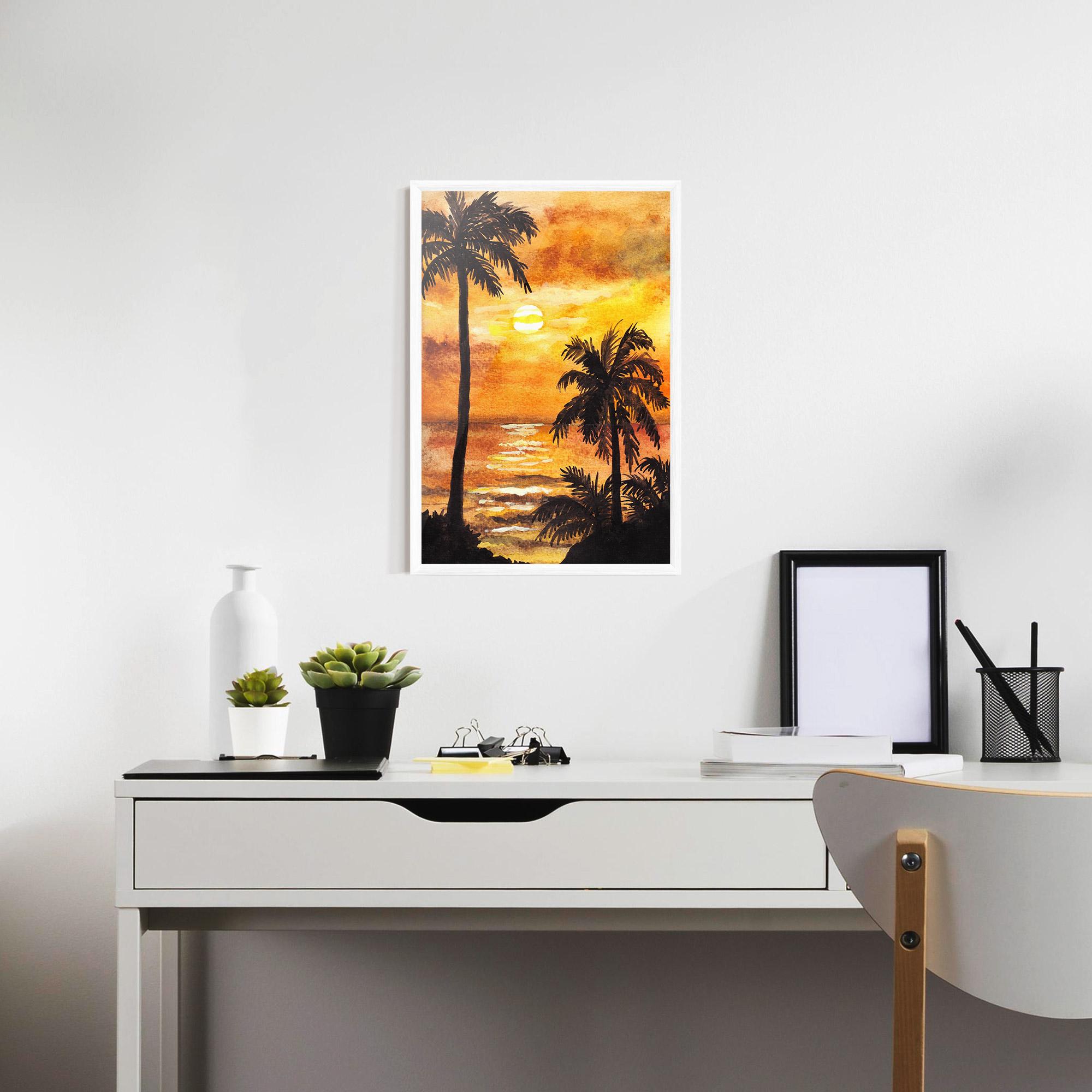 Gerahmte Poster Watercolor Painting Sunrise mockup 7
