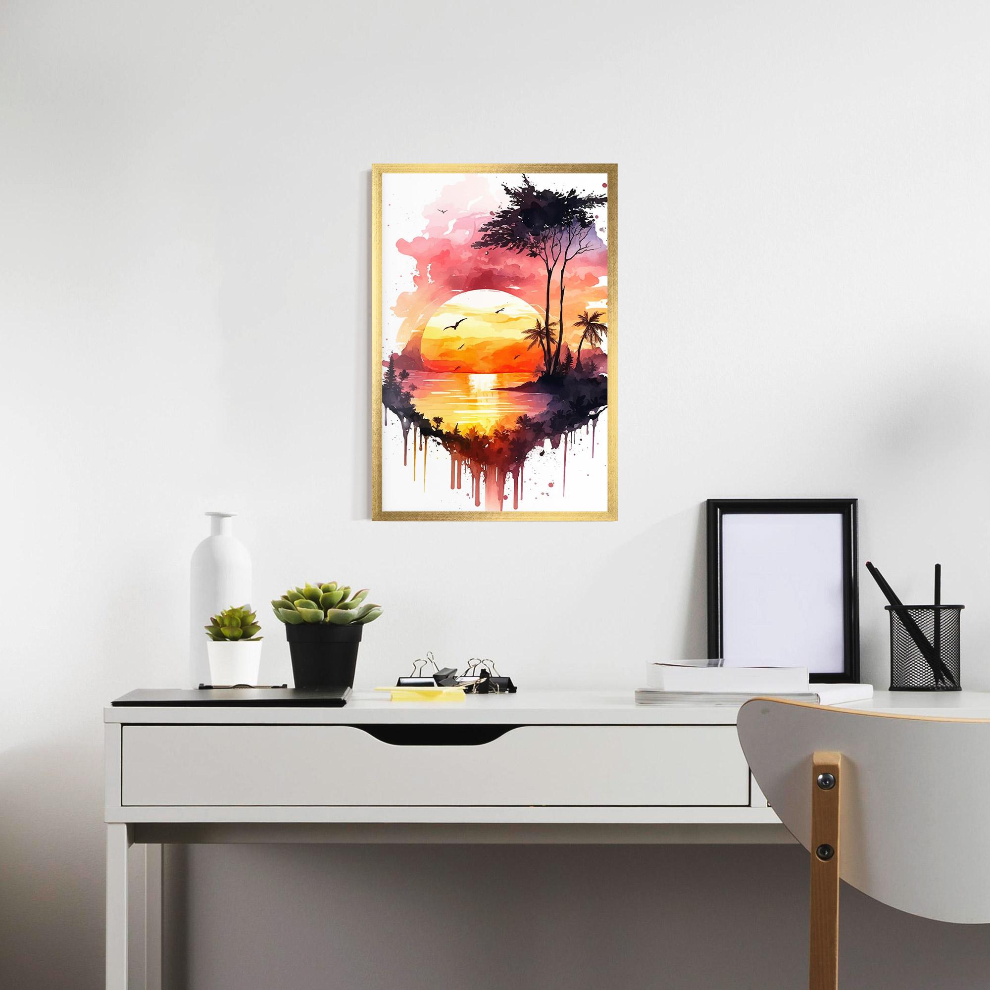 Gerahmte Poster Purple Sunset Art mockup 7