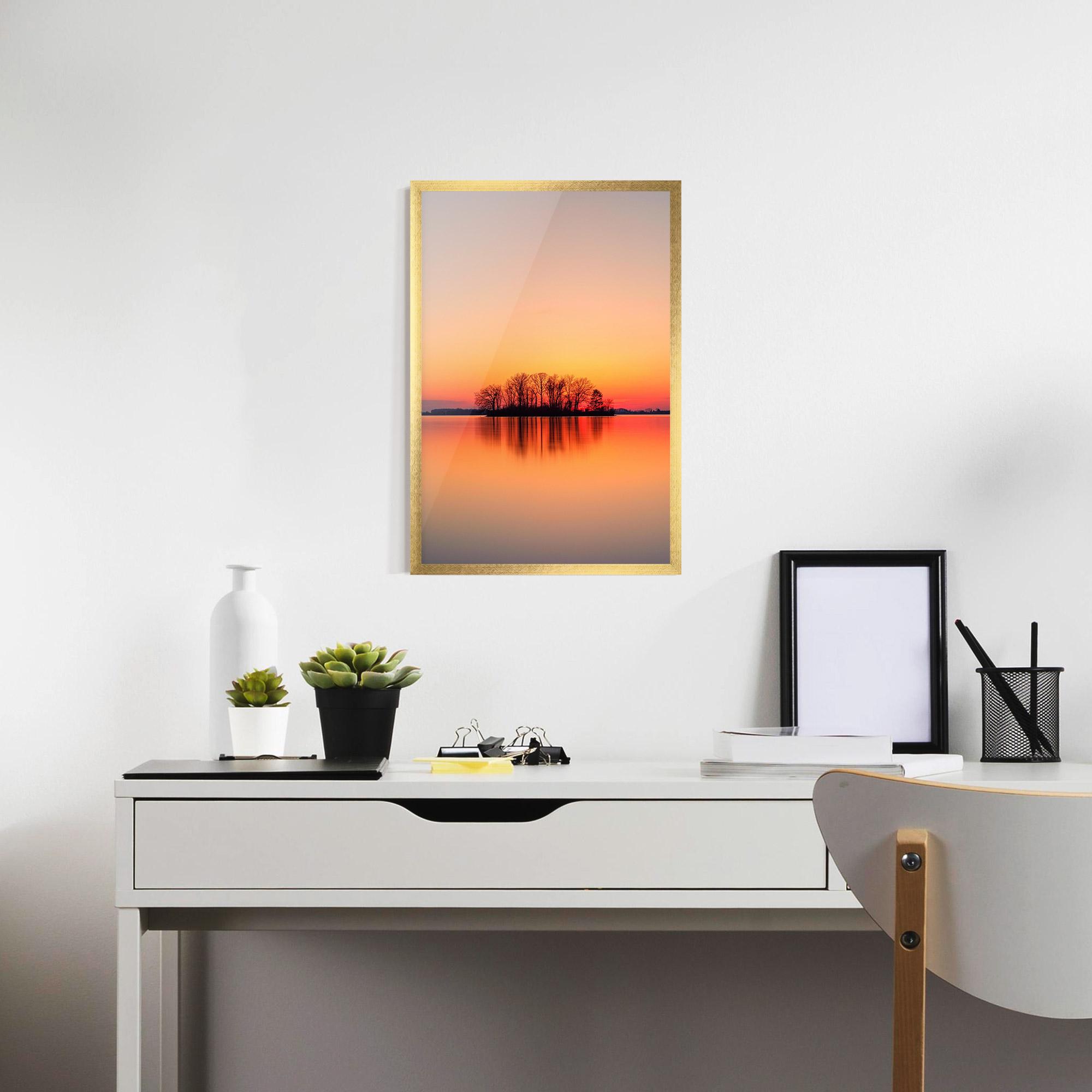 Gerahmte Poster Tree Sunset Lake mockup 7