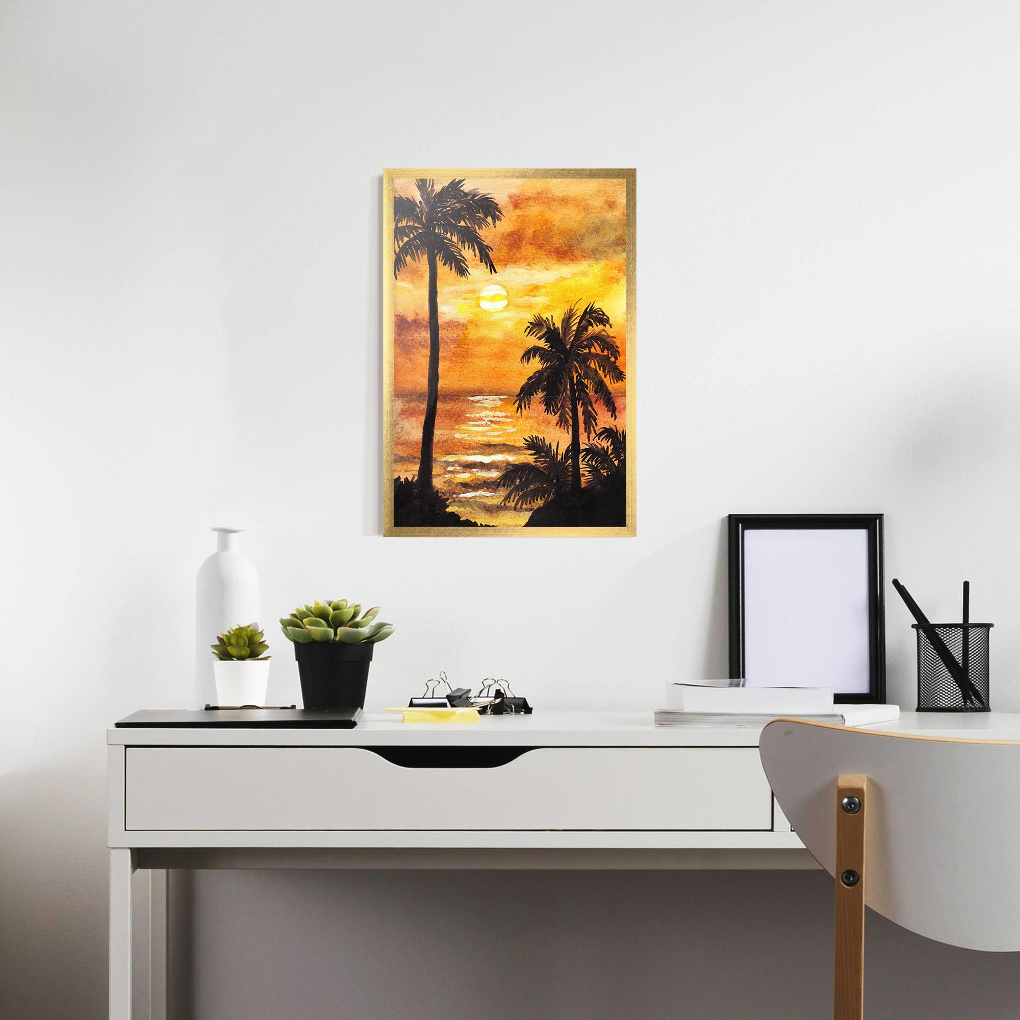 Gerahmte Poster Watercolor Painting Sunrise mockup 7