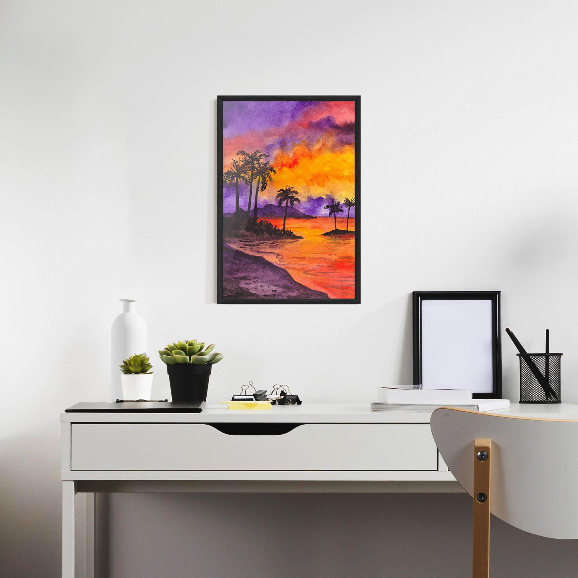 Gerahmte Poster Sunset Watercolor Painting mockup 7