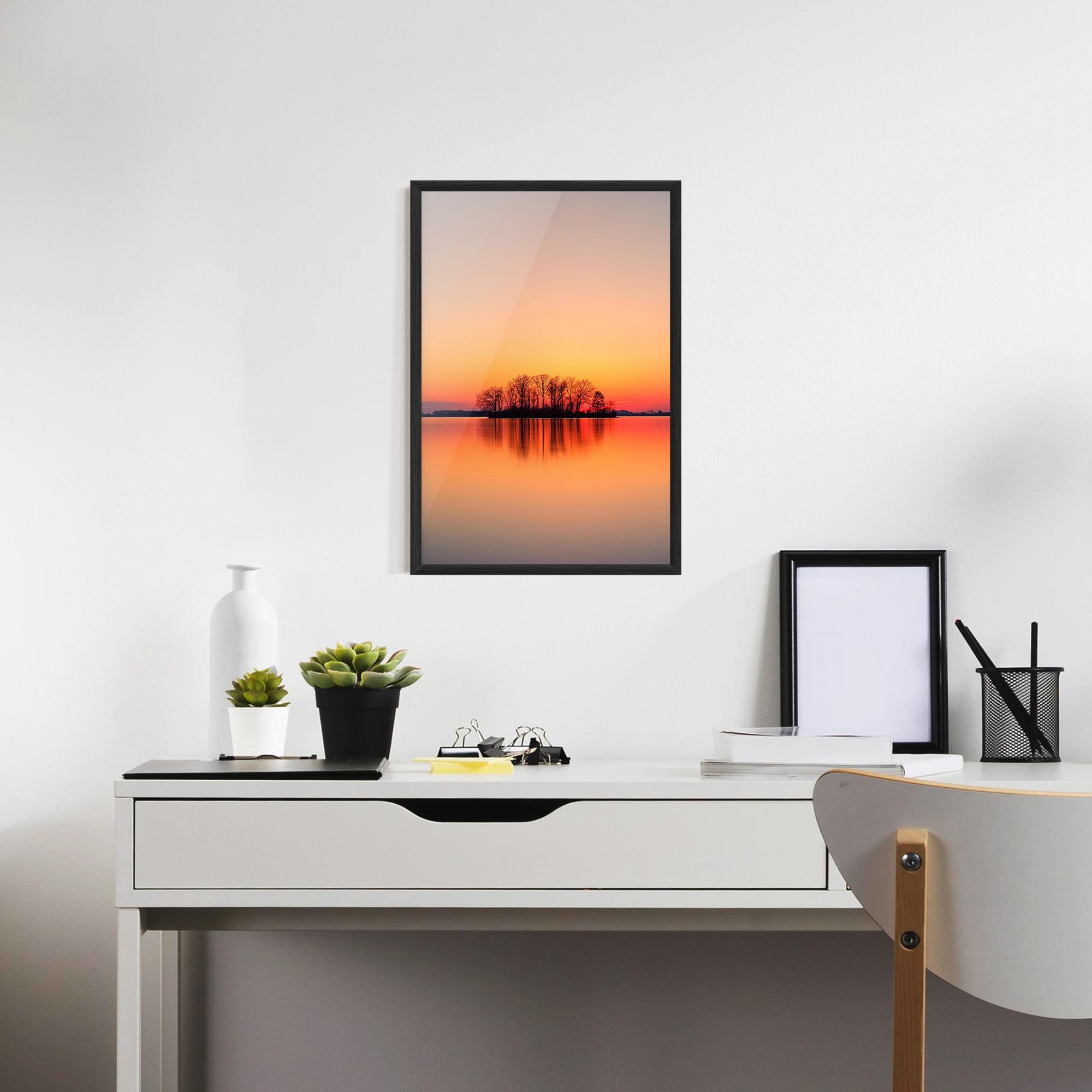 Gerahmte Poster Tree Sunset Lake mockup 7
