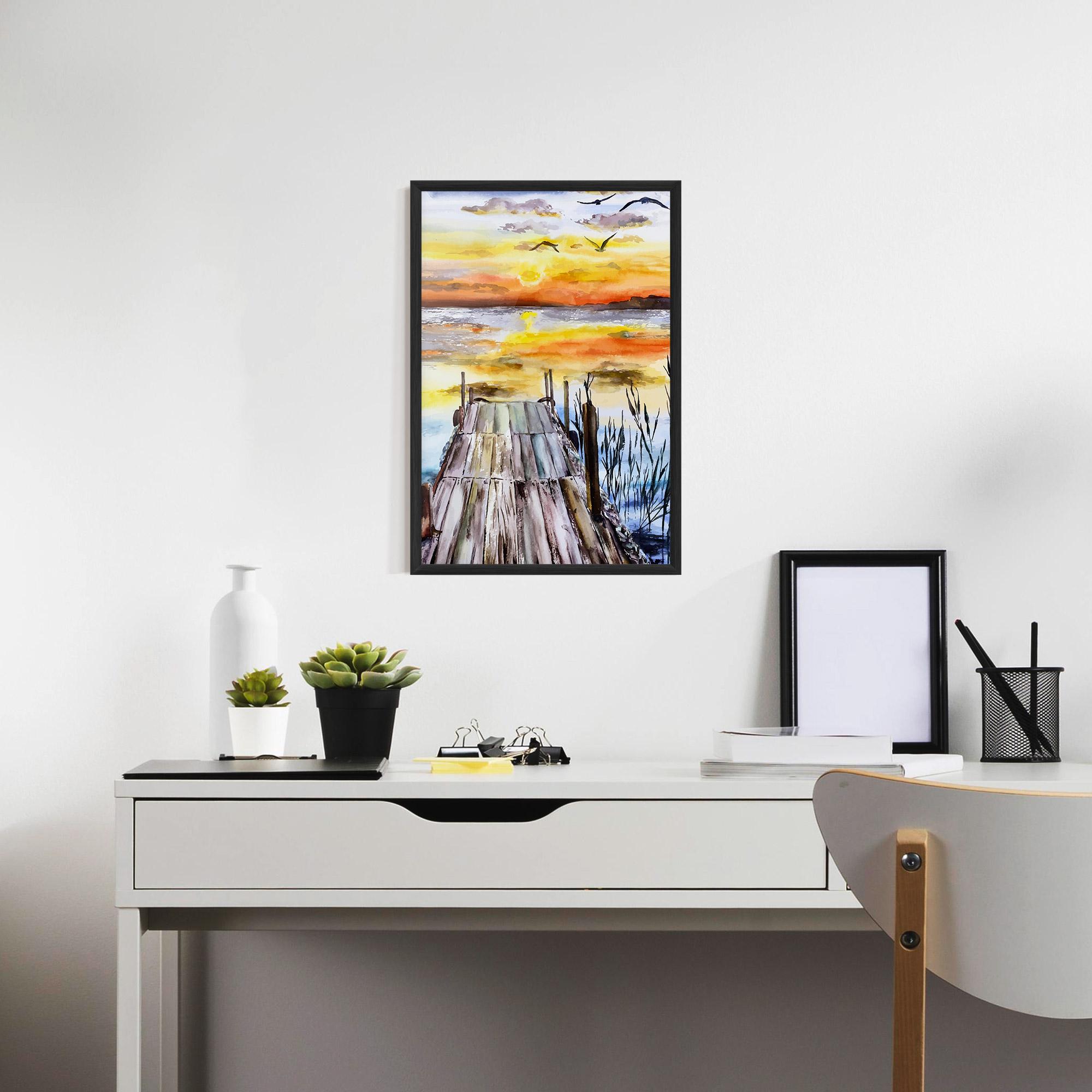 Gerahmte Poster Watercolor Sunset mockup 7