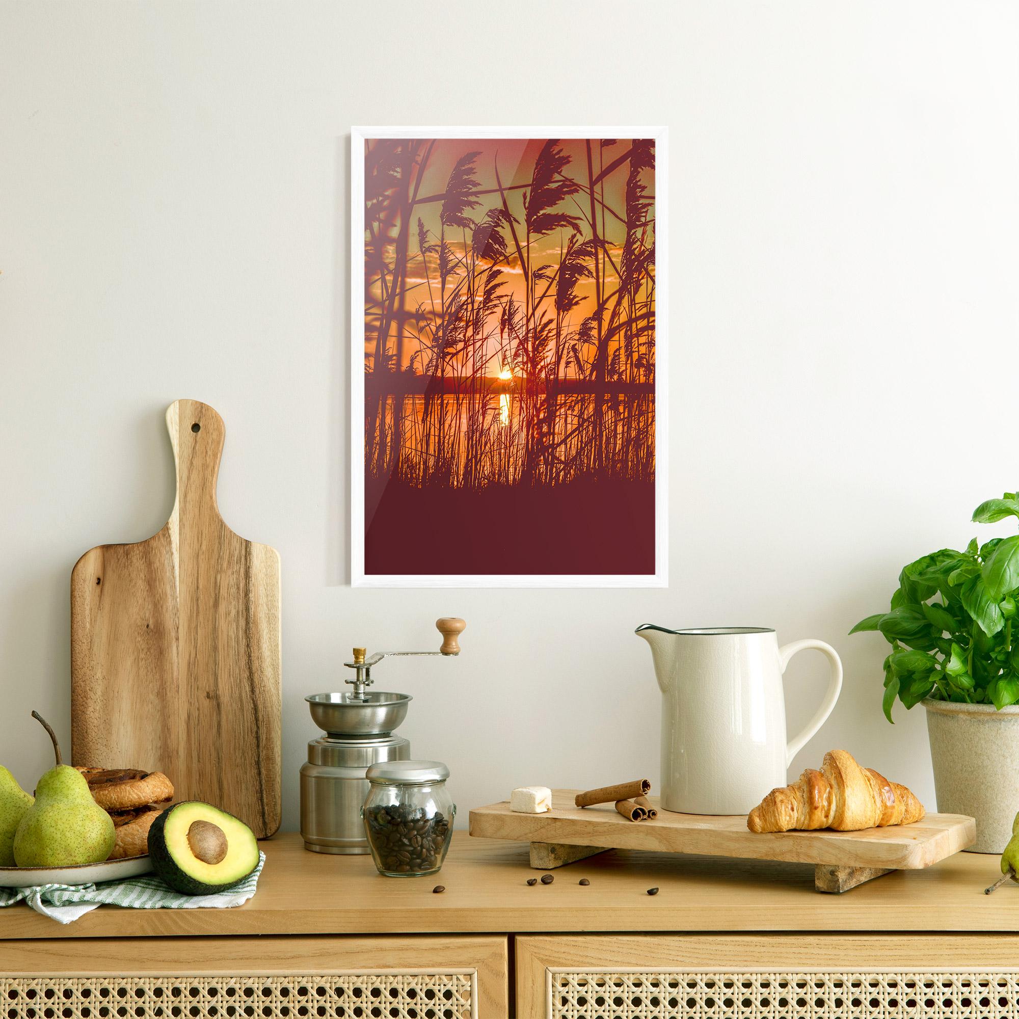 Gerahmte Poster Red Sunset Lake mockup 8