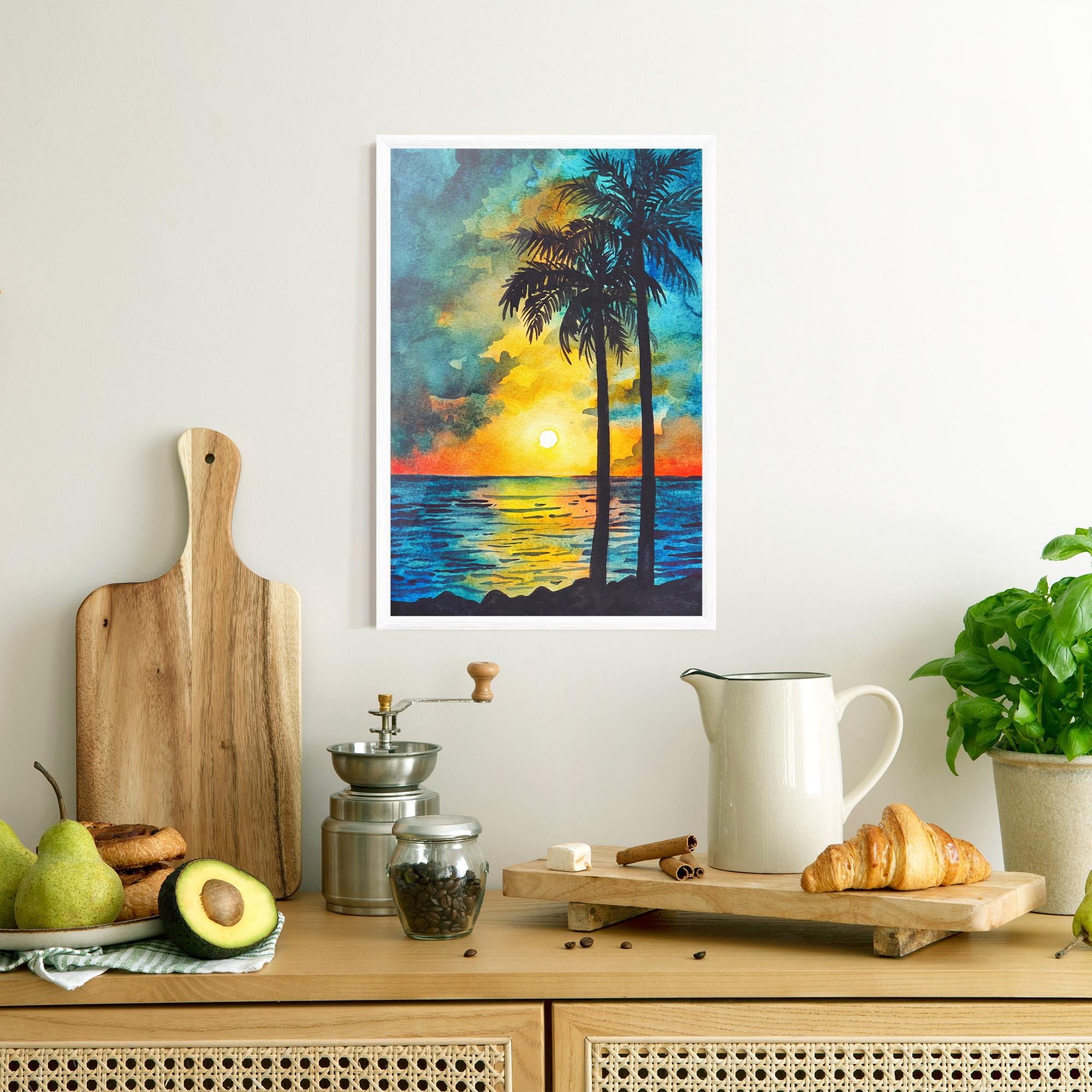 Gerahmte Poster Sunset Landscape Watercolor mockup 8