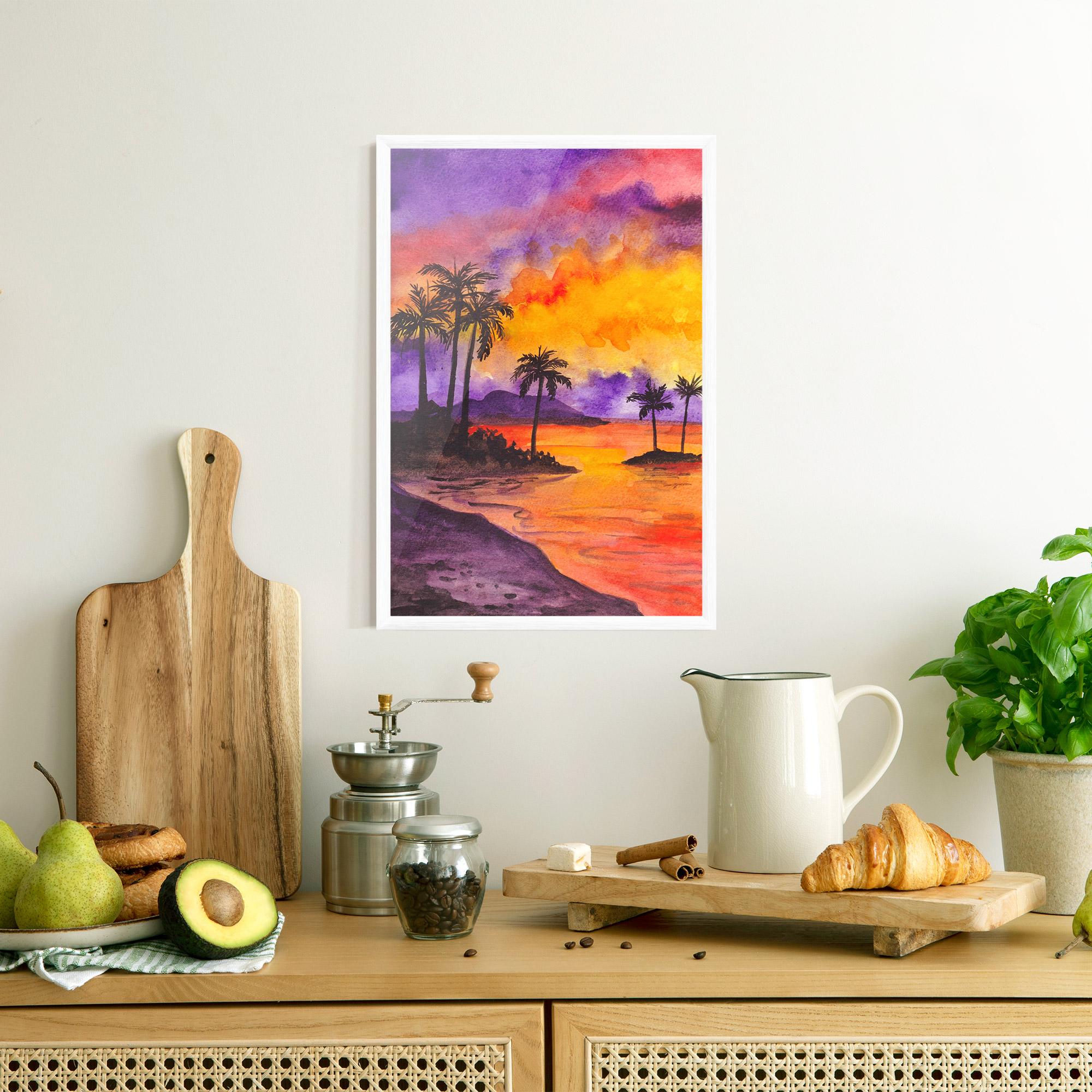 Gerahmte Poster Sunset Watercolor Painting mockup 8
