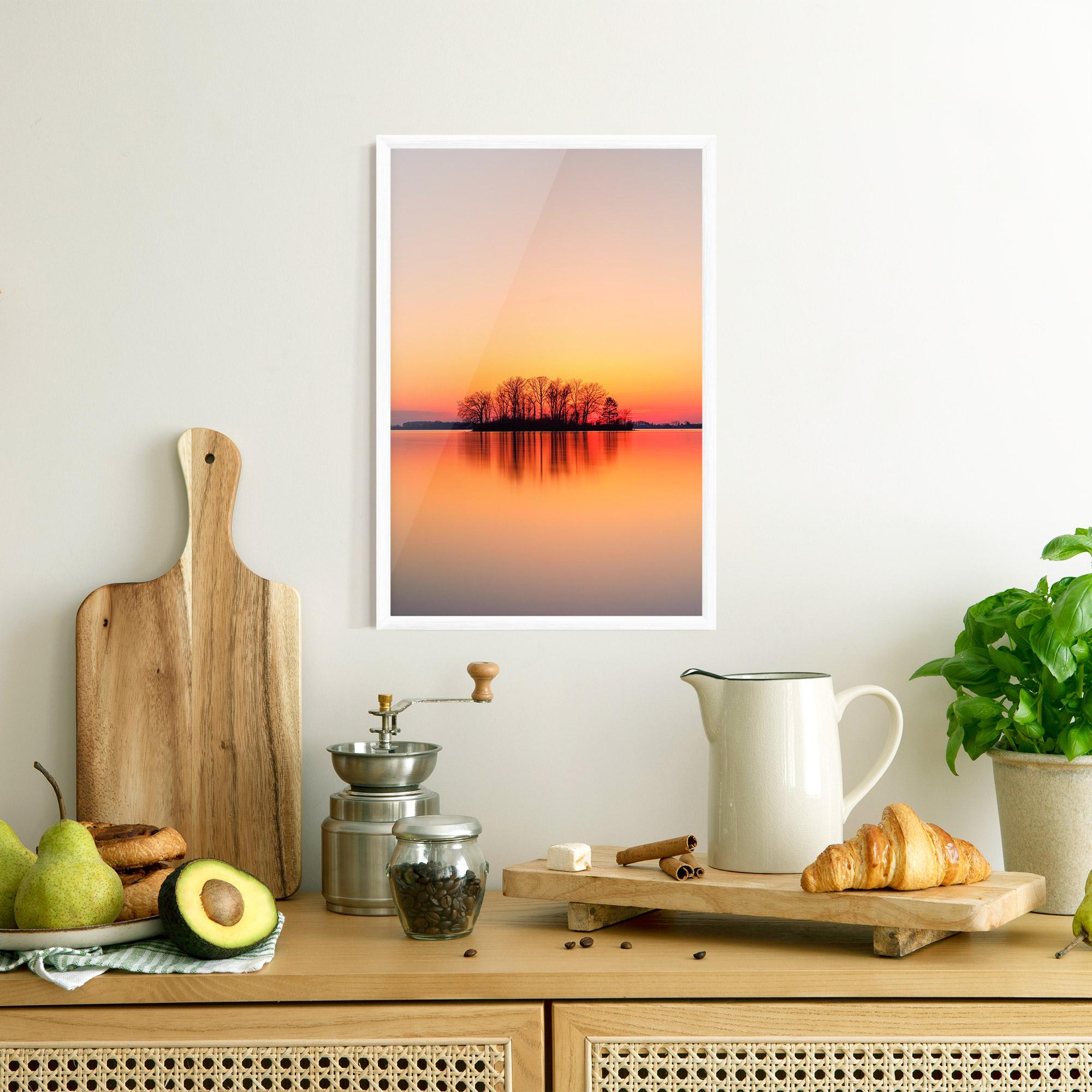 Gerahmte Poster Tree Sunset Lake mockup 8
