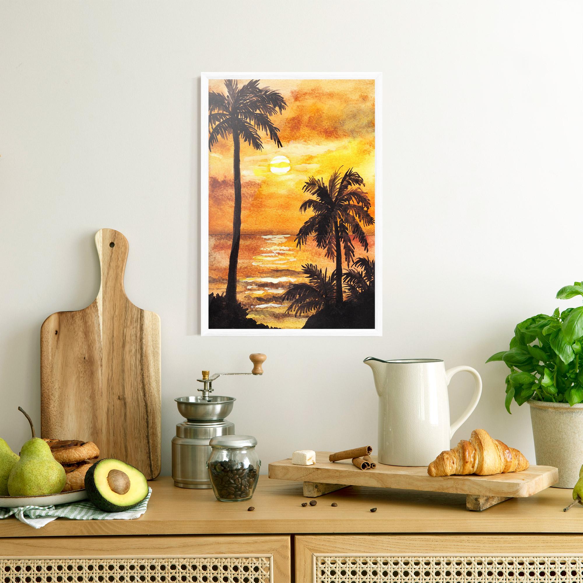 Gerahmte Poster Watercolor Painting Sunrise mockup 8