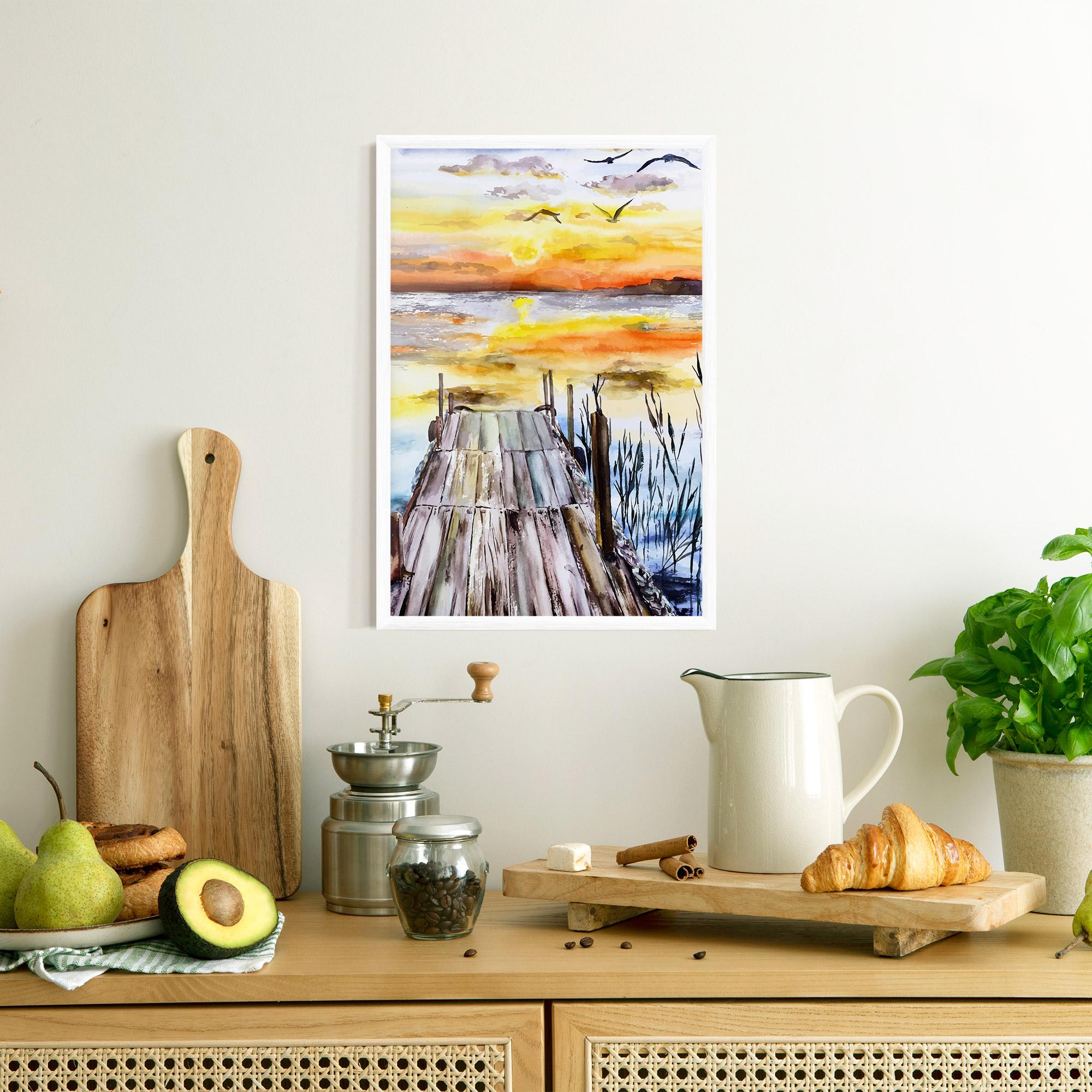 Gerahmte Poster Watercolor Sunset mockup 8