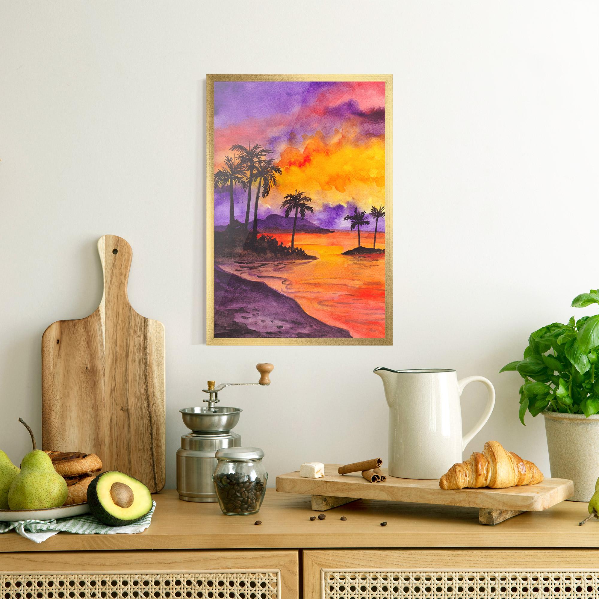 Gerahmte Poster Sunset Watercolor Painting mockup 8