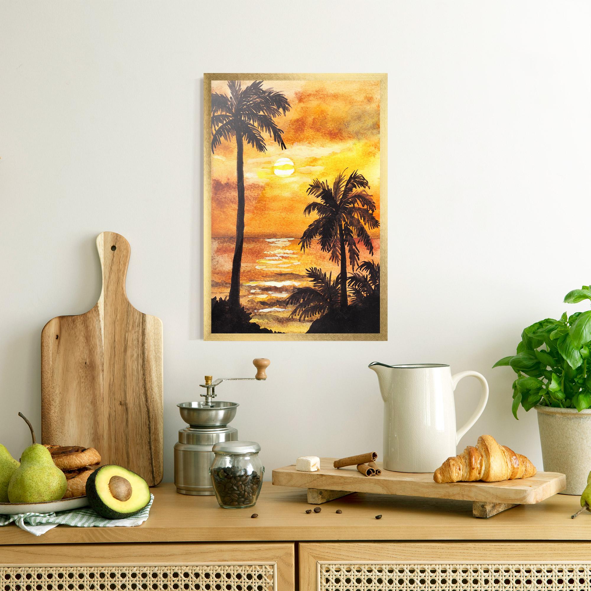 Gerahmte Poster Watercolor Painting Sunrise mockup 8
