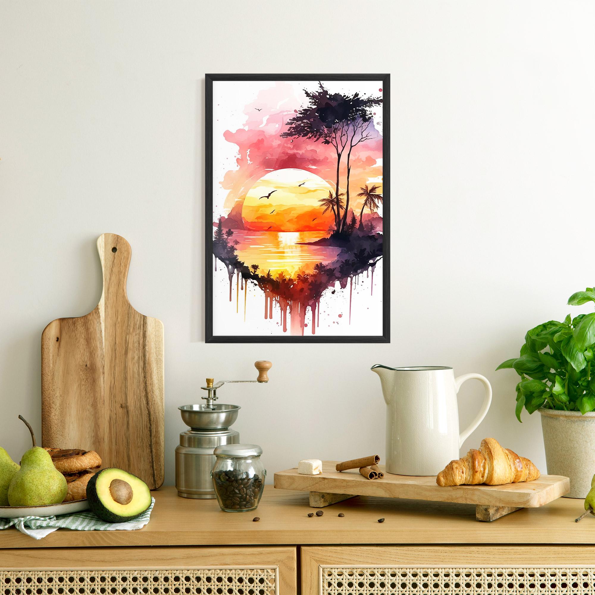 Gerahmte Poster Purple Sunset Art mockup 8