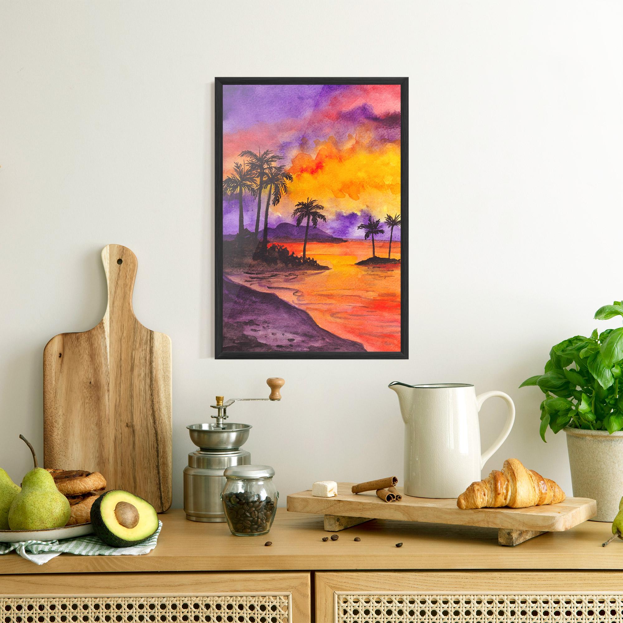 Gerahmte Poster Sunset Watercolor Painting mockup 8