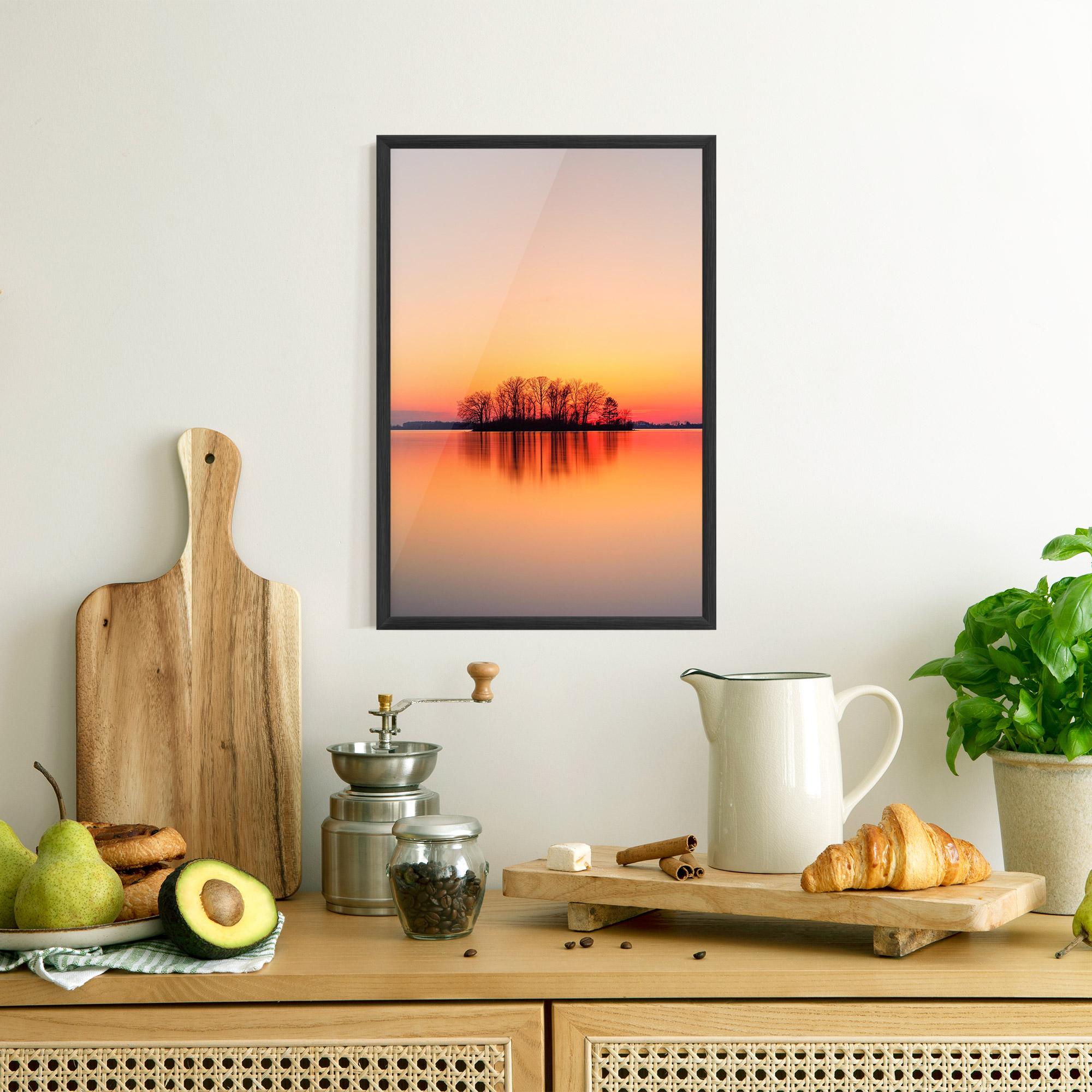 Gerahmte Poster Tree Sunset Lake mockup 8