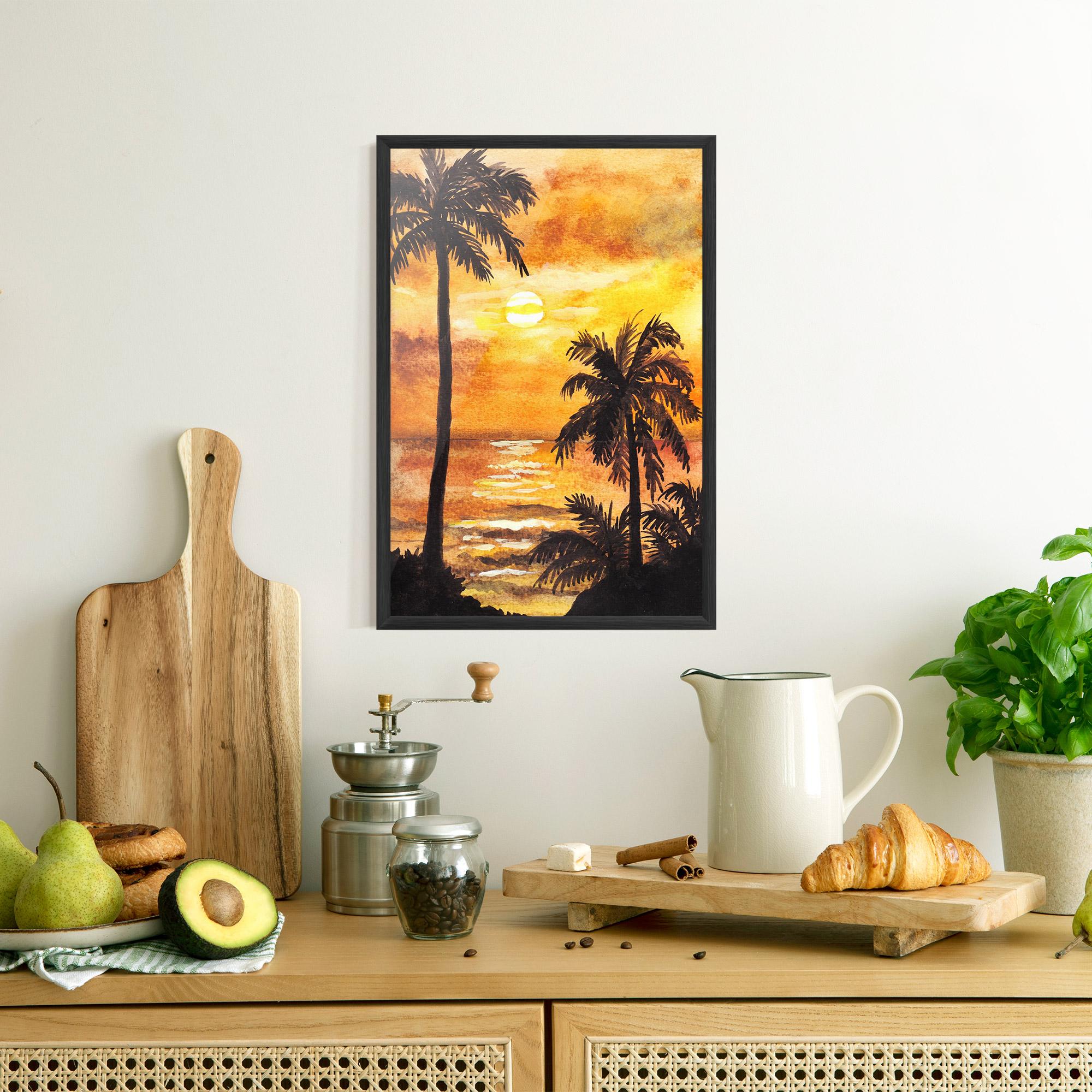 Gerahmte Poster Watercolor Painting Sunrise mockup 8