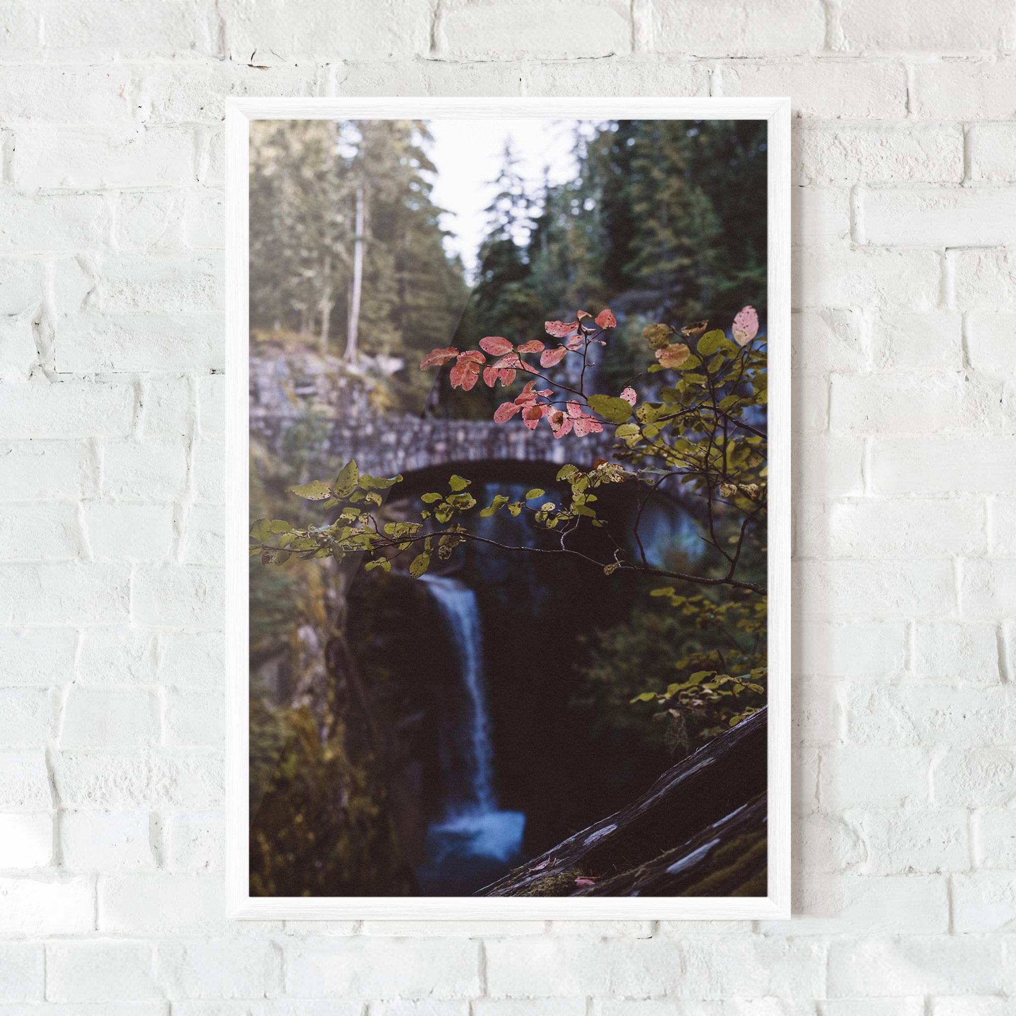 Waterfall Bringe Red Leaves mockup 0