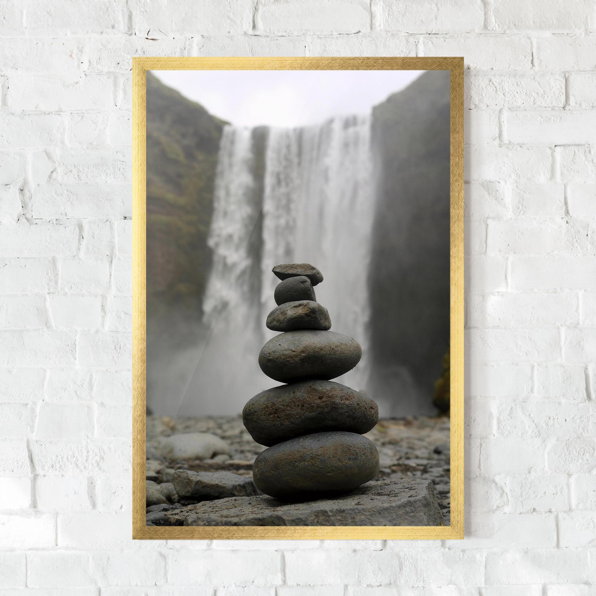 Gerahmte Poster Balanced Rocks Waterfall mockup 0