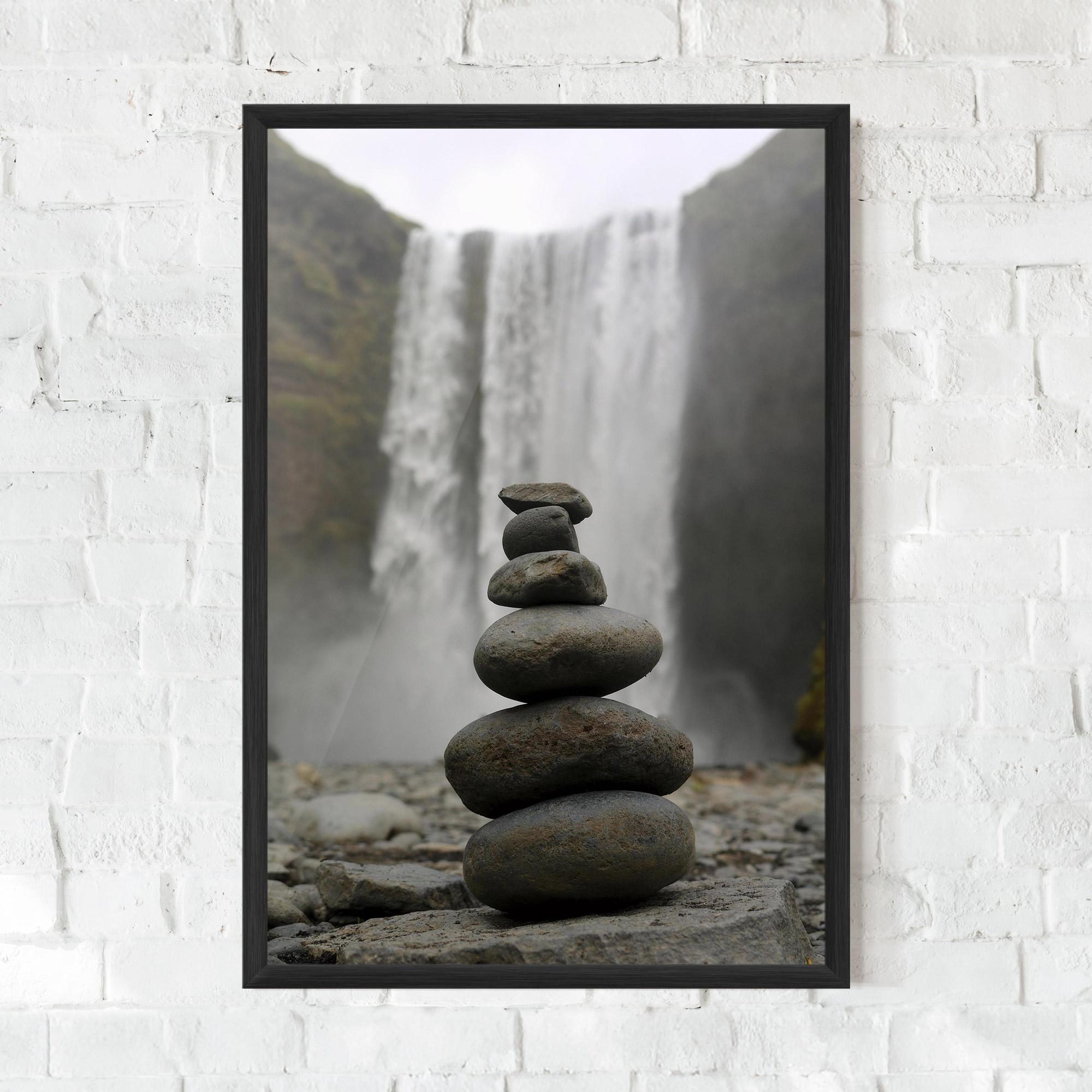 Gerahmte Poster Balanced Rocks Waterfall mockup 0