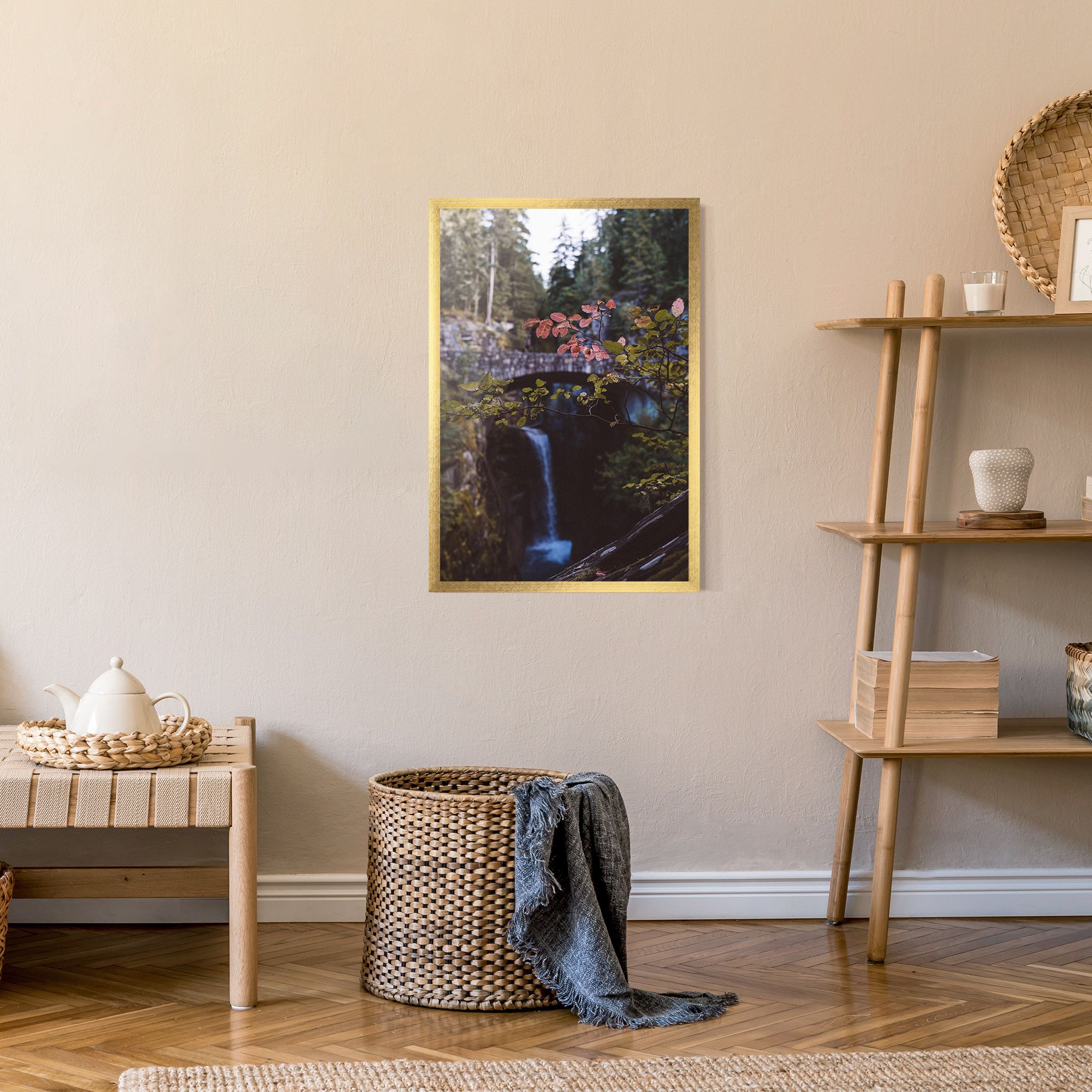 Waterfall Bringe Red Leaves mockup 9