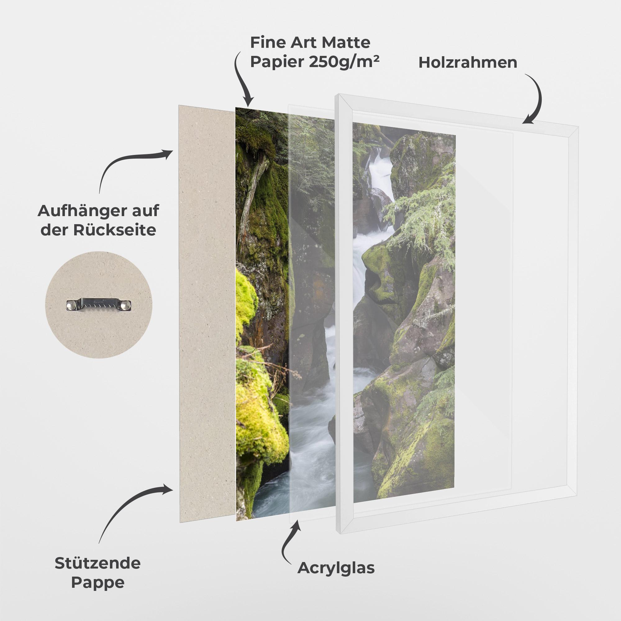 Gerahmte Poster Water Falling Forest mockup 1