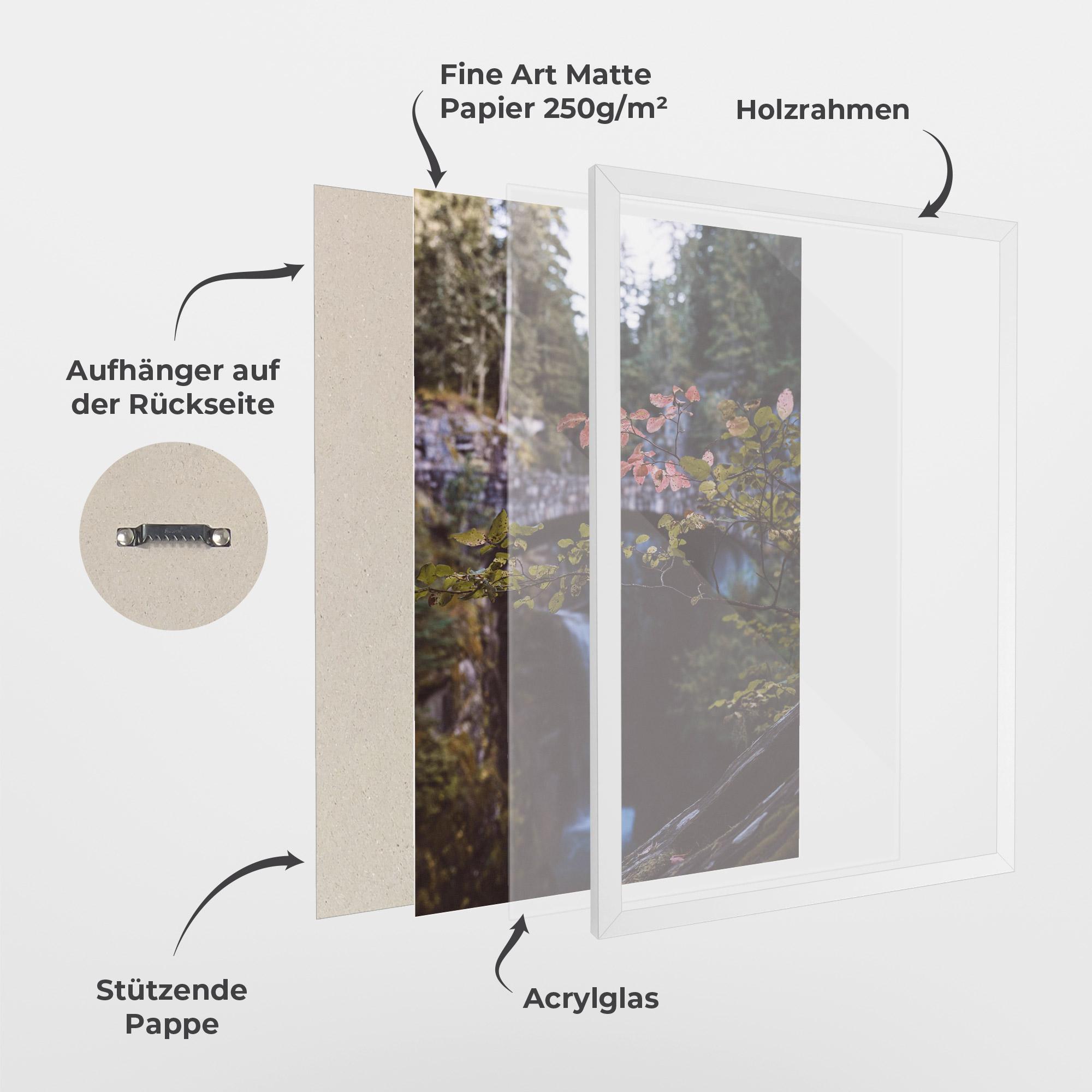 Gerahmte Poster Waterfall Bringe Red Leaves mockup 1