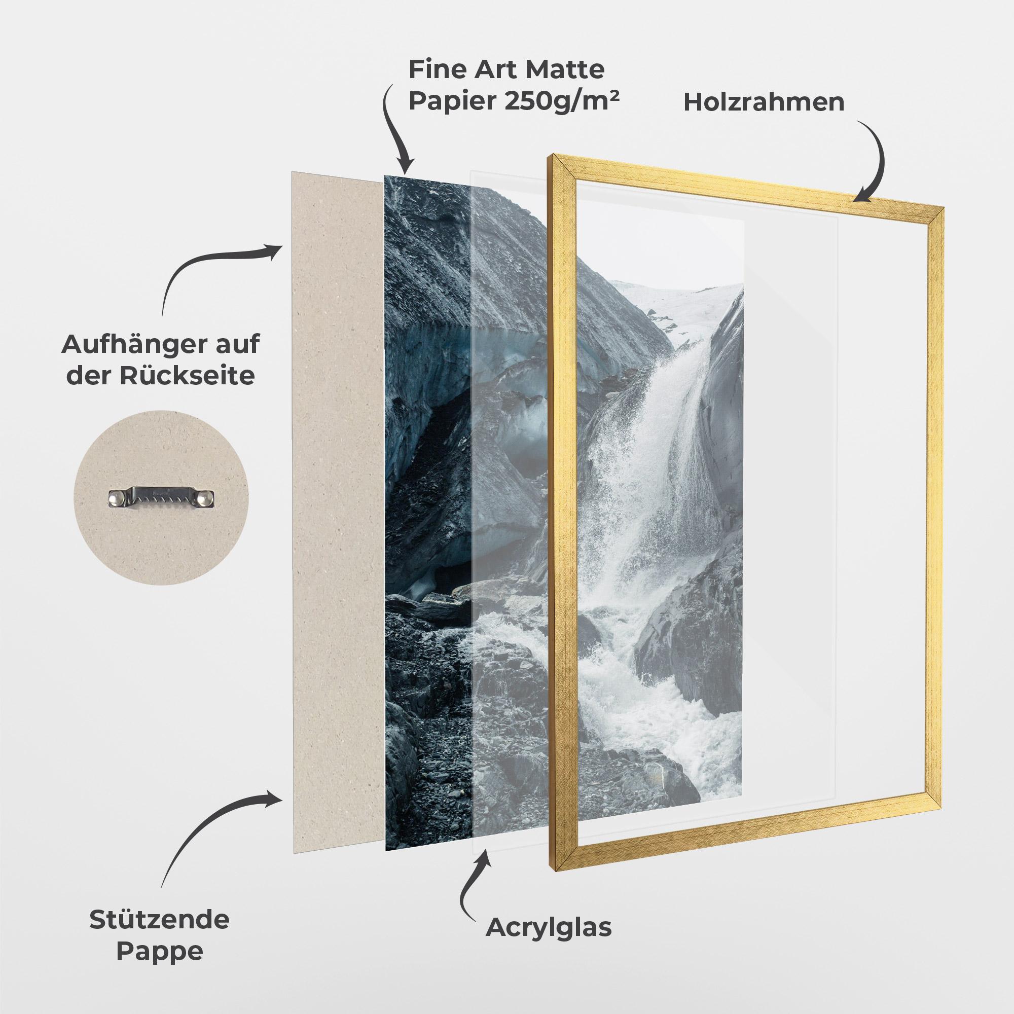 Gerahmte Poster Blue Rocks Waterfall mockup 1