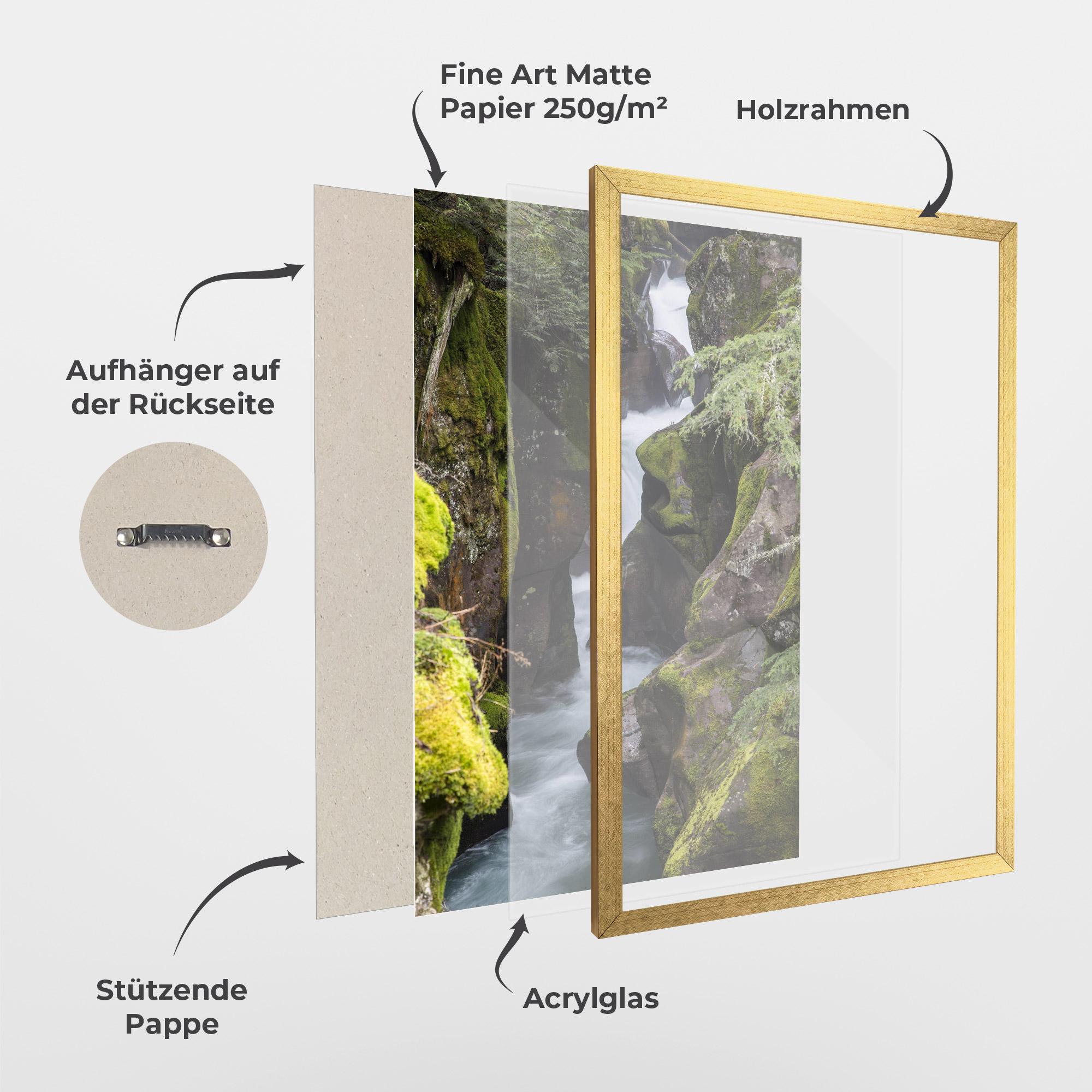 Gerahmte Poster Water Falling Forest mockup 1