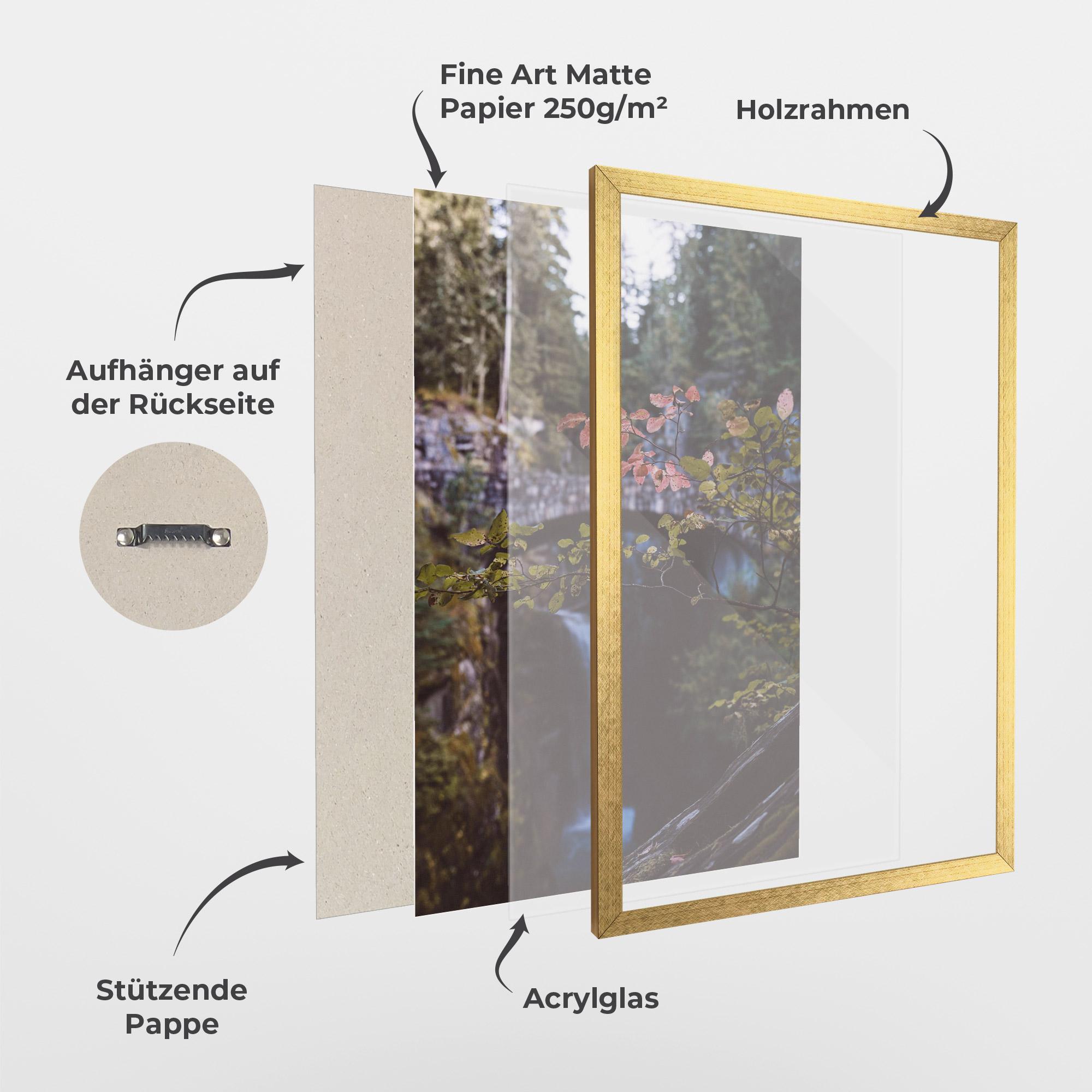 Gerahmte Poster Waterfall Bringe Red Leaves mockup 1