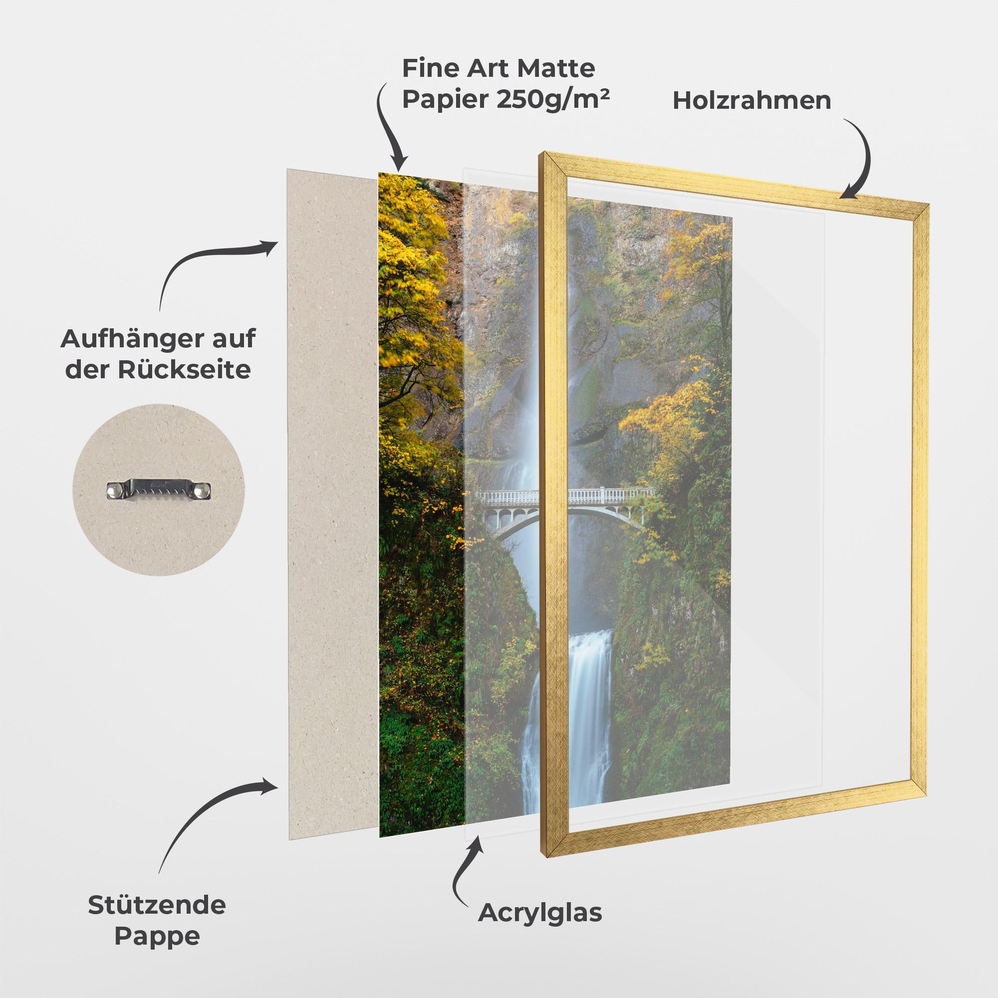 Gerahmte Poster Yellow Leaves Bridge mockup 1