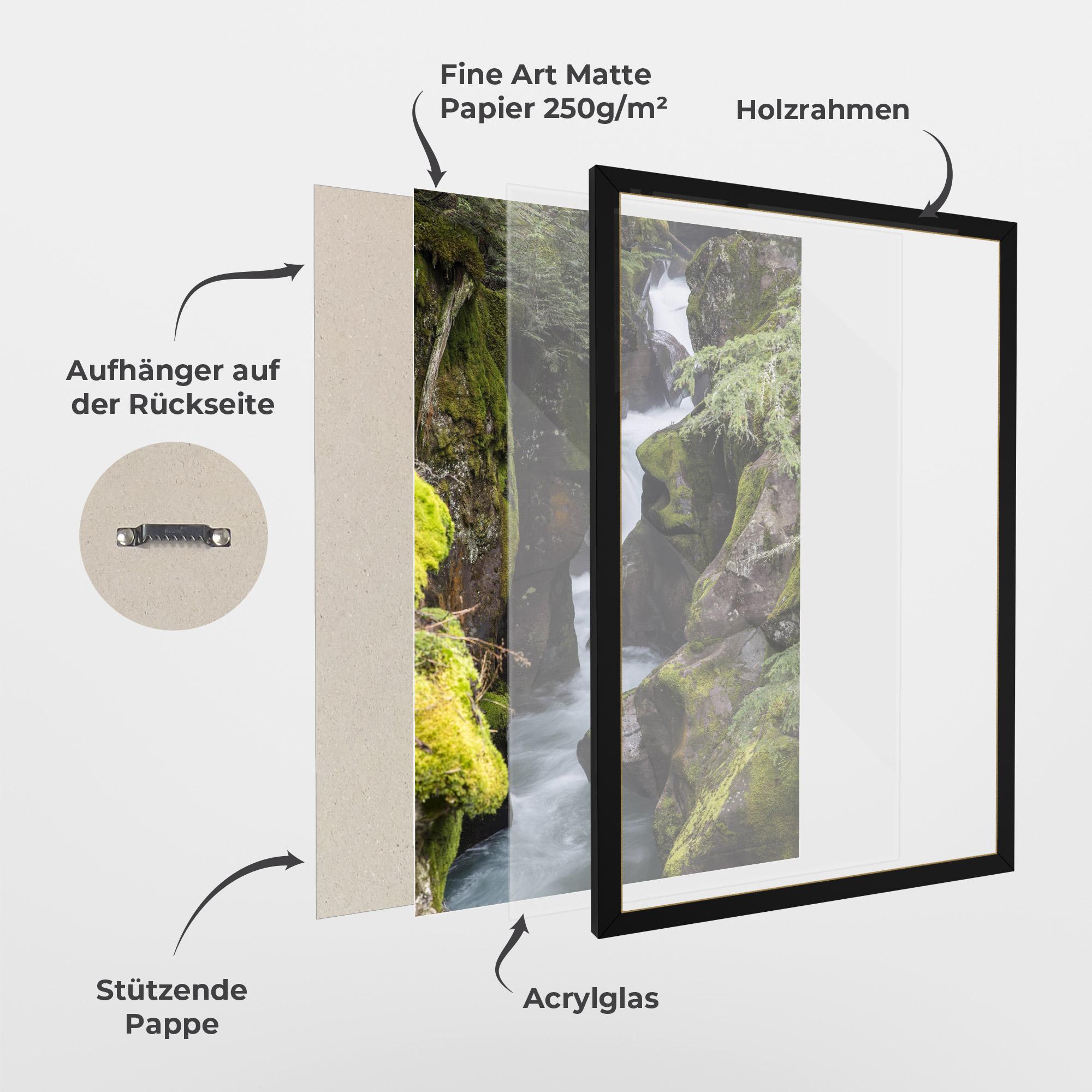 Gerahmte Poster Water Falling Forest mockup 1