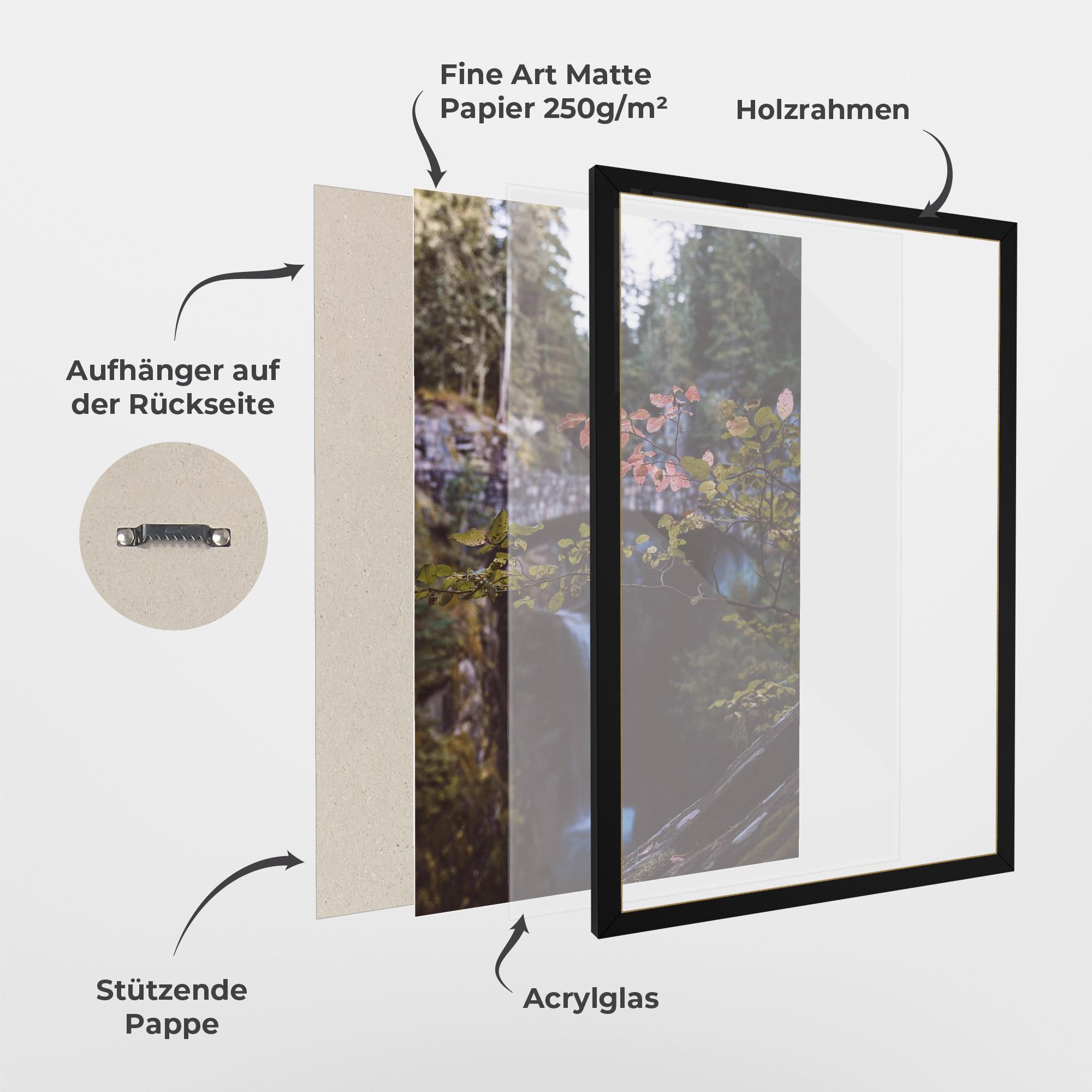 Gerahmte Poster Waterfall Bringe Red Leaves mockup 1