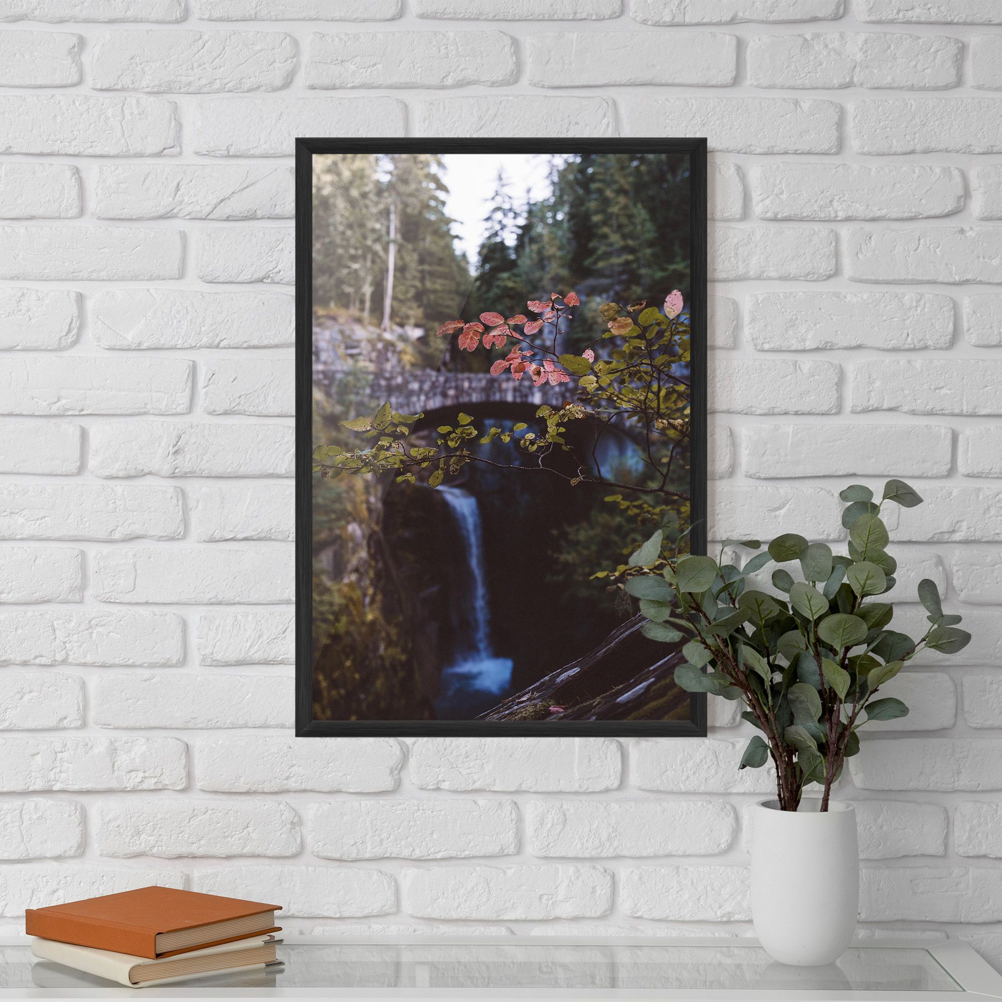 Waterfall Bringe Red Leaves mockup 5