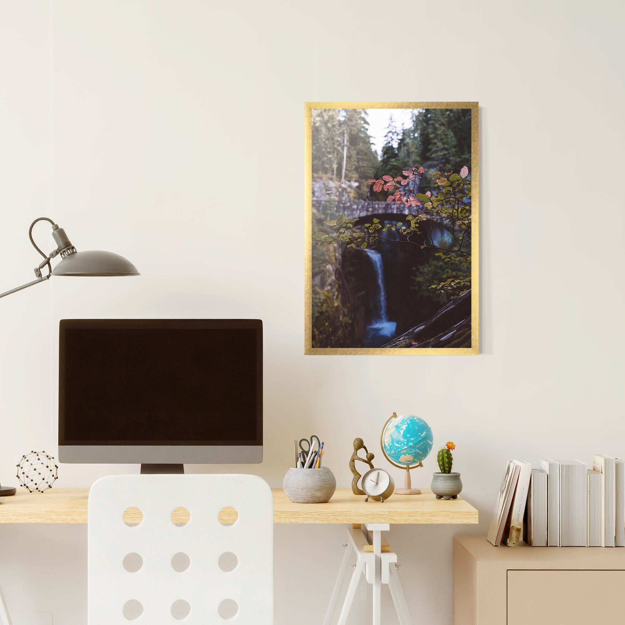 Waterfall Bringe Red Leaves mockup 6