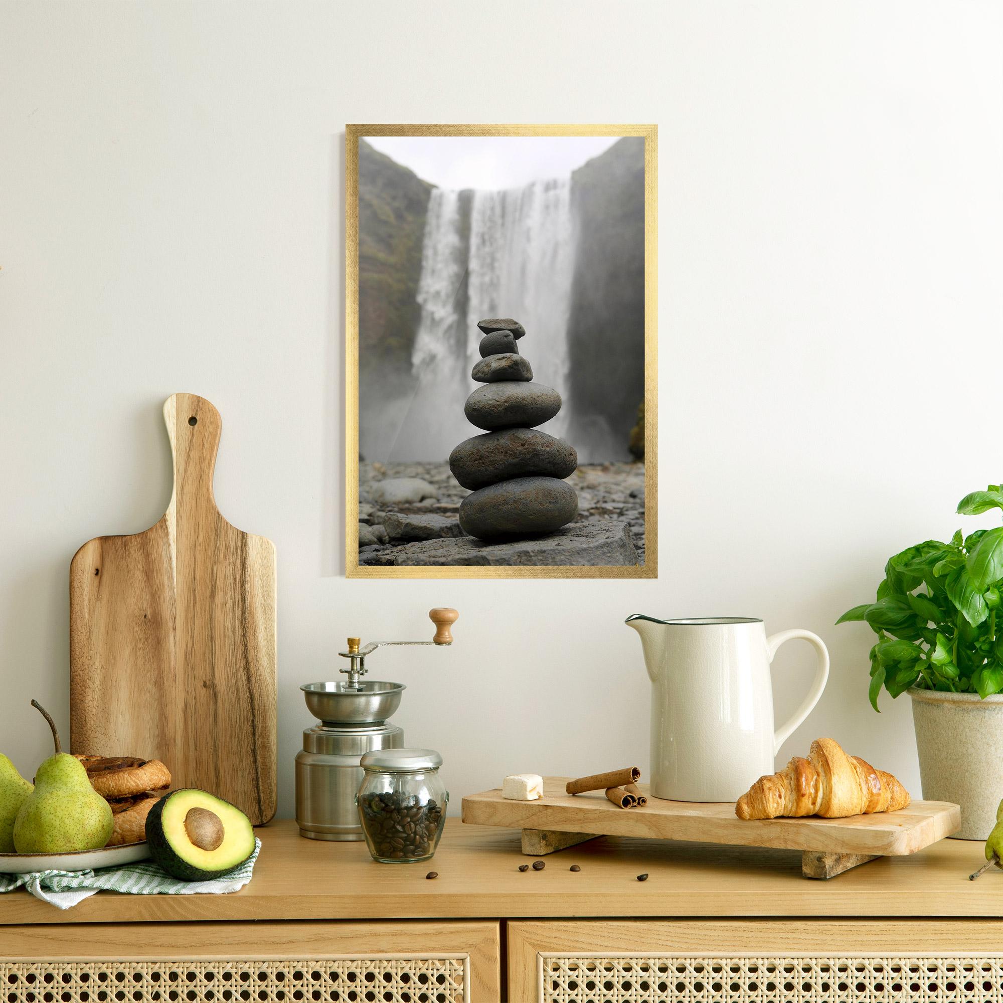 Gerahmte Poster Balanced Rocks Waterfall mockup 8