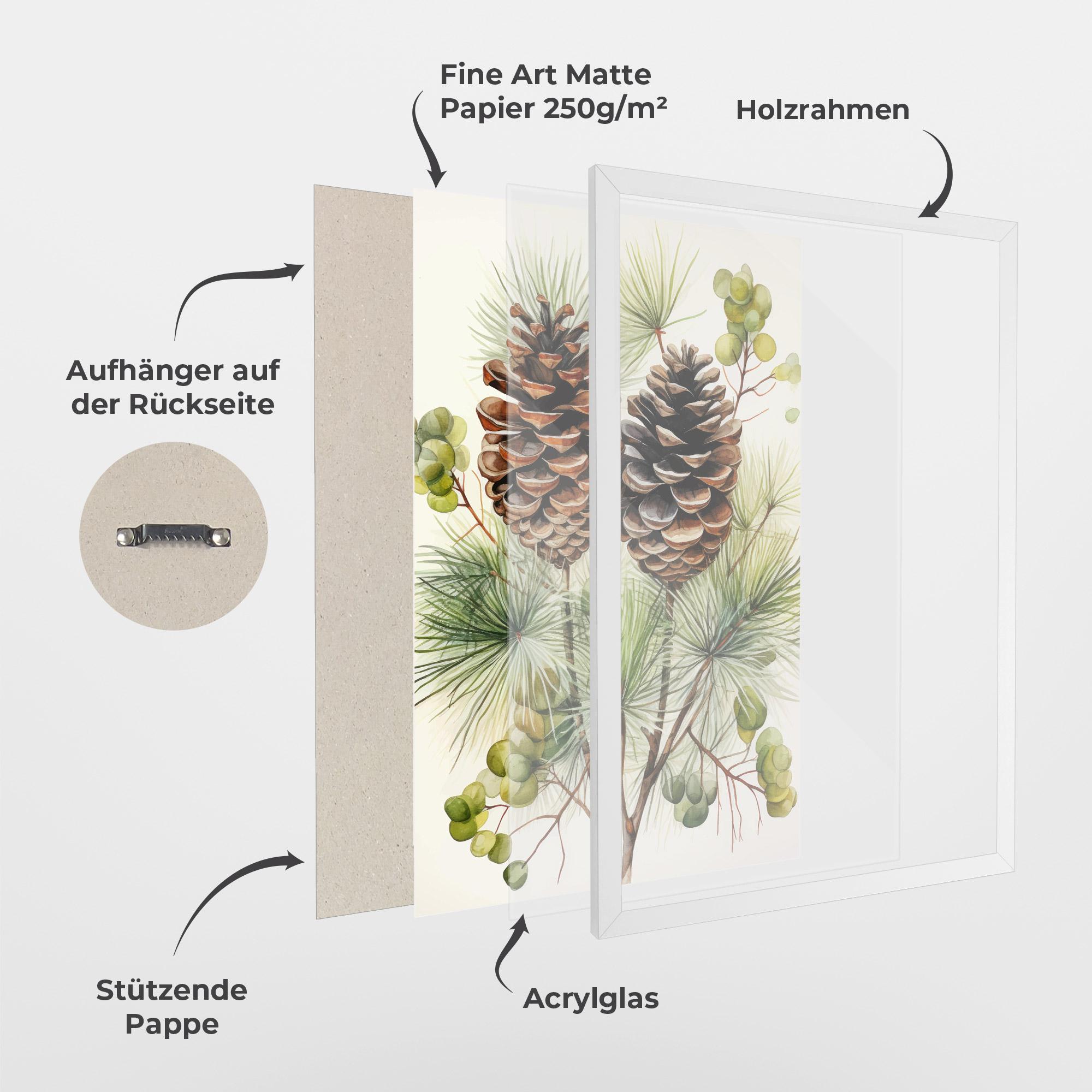 Gerahmte Poster Brown Cones mockup 1