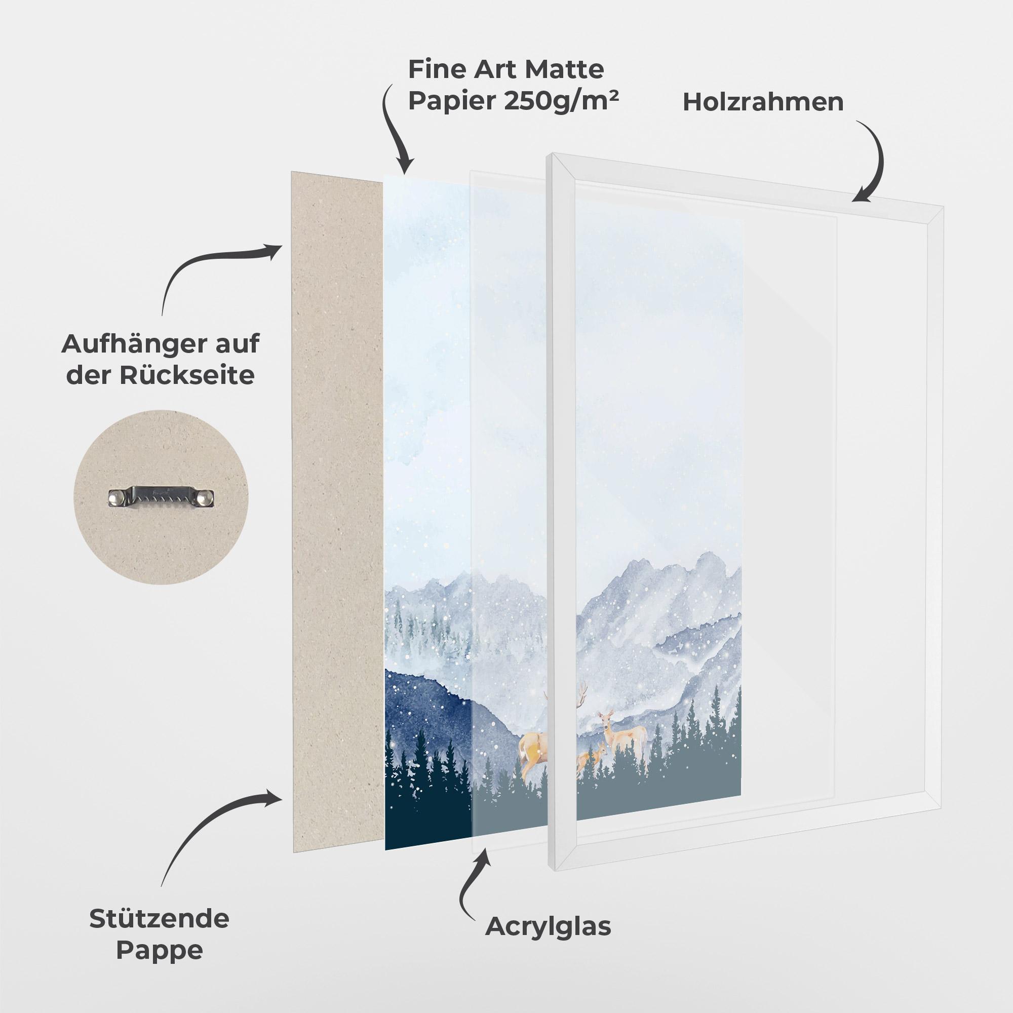 Gerahmte Poster Winter Deers mockup 1