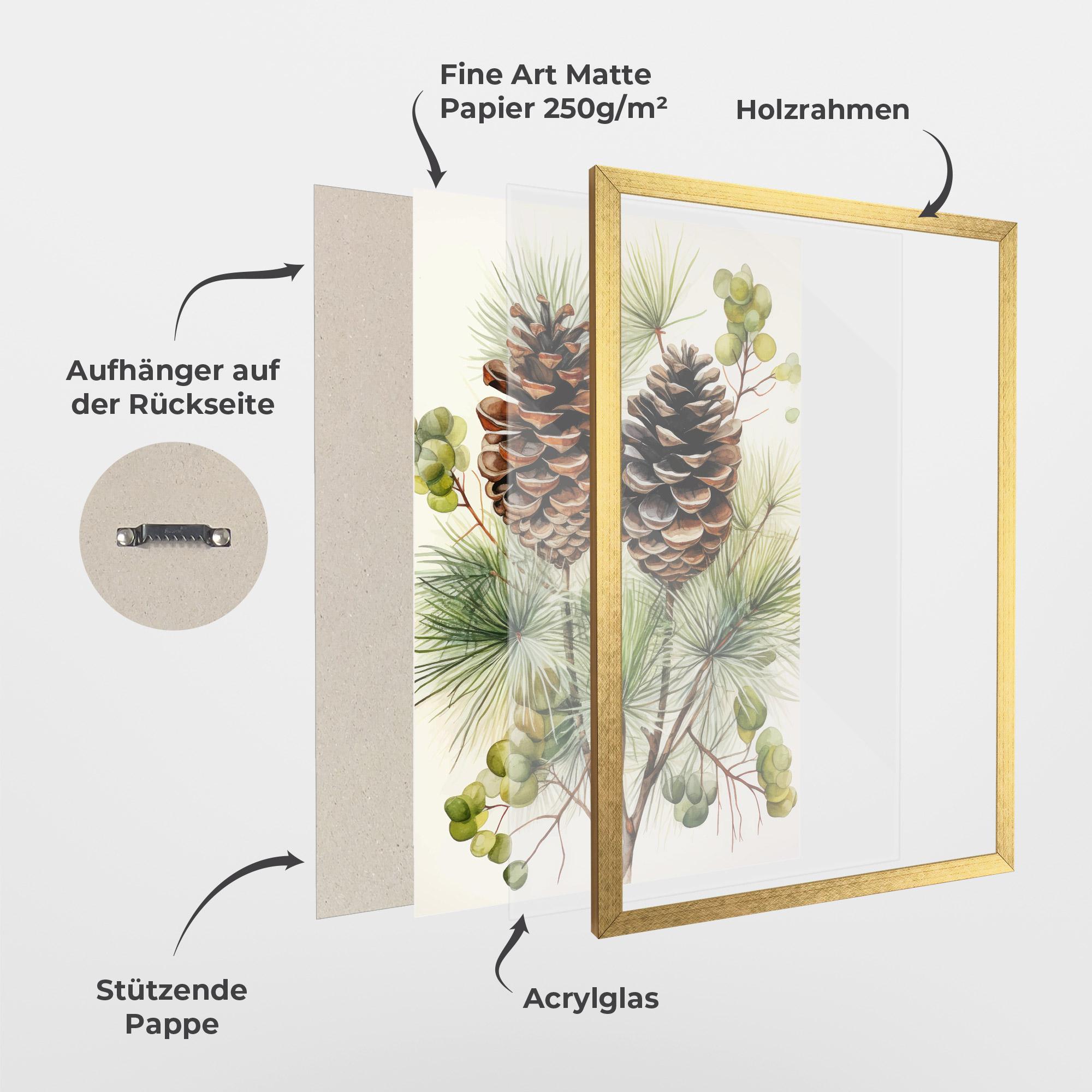 Gerahmte Poster Brown Cones mockup 1