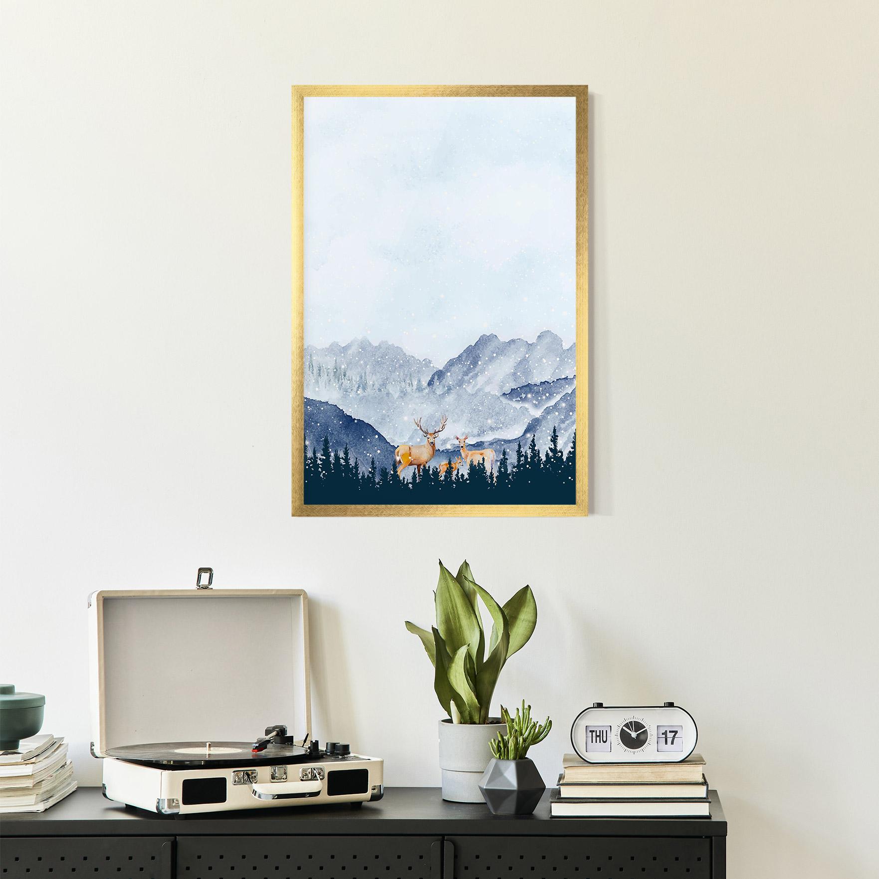 Gerahmte Poster Winter Deers mockup 2