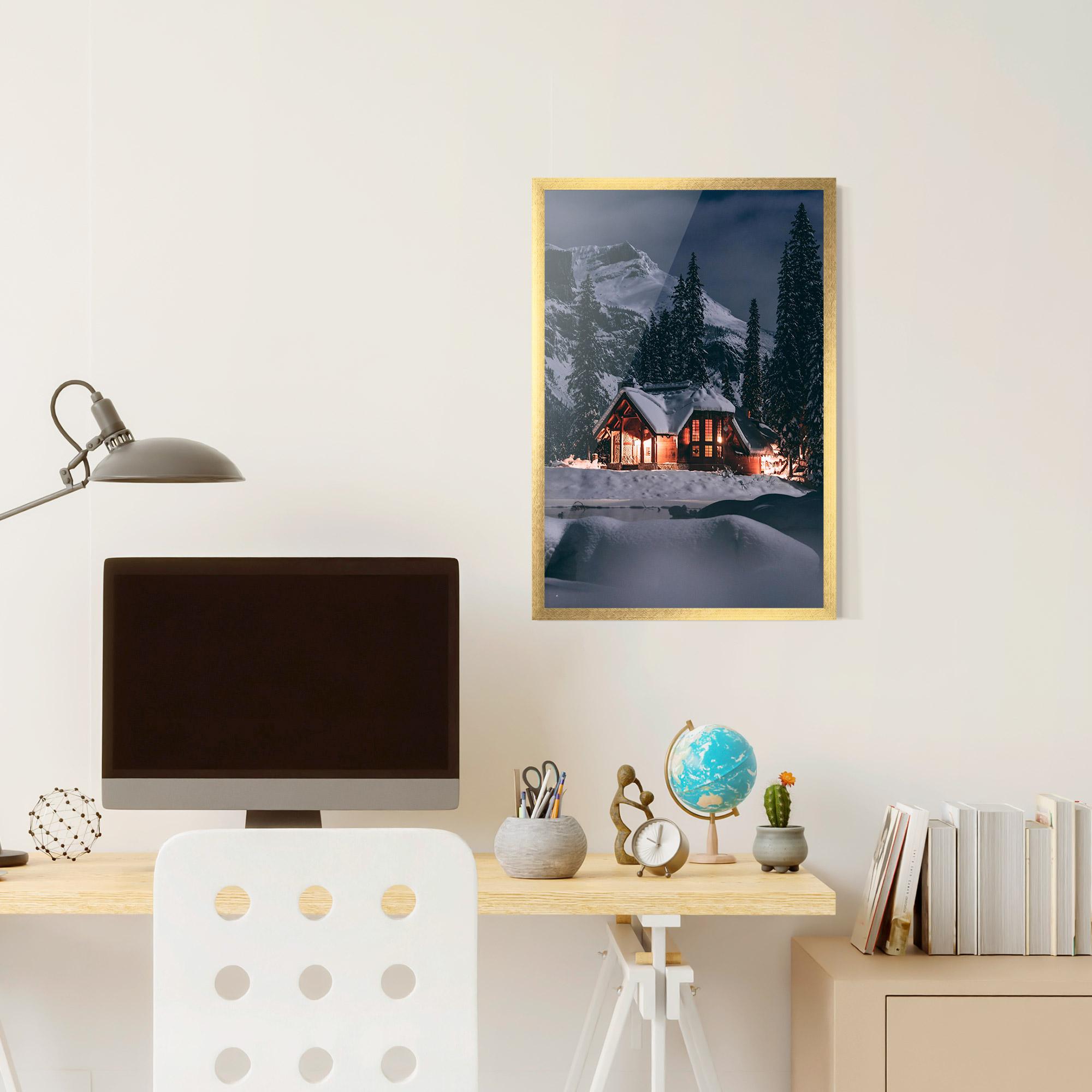 Gerahmte Poster Winter House mockup 6