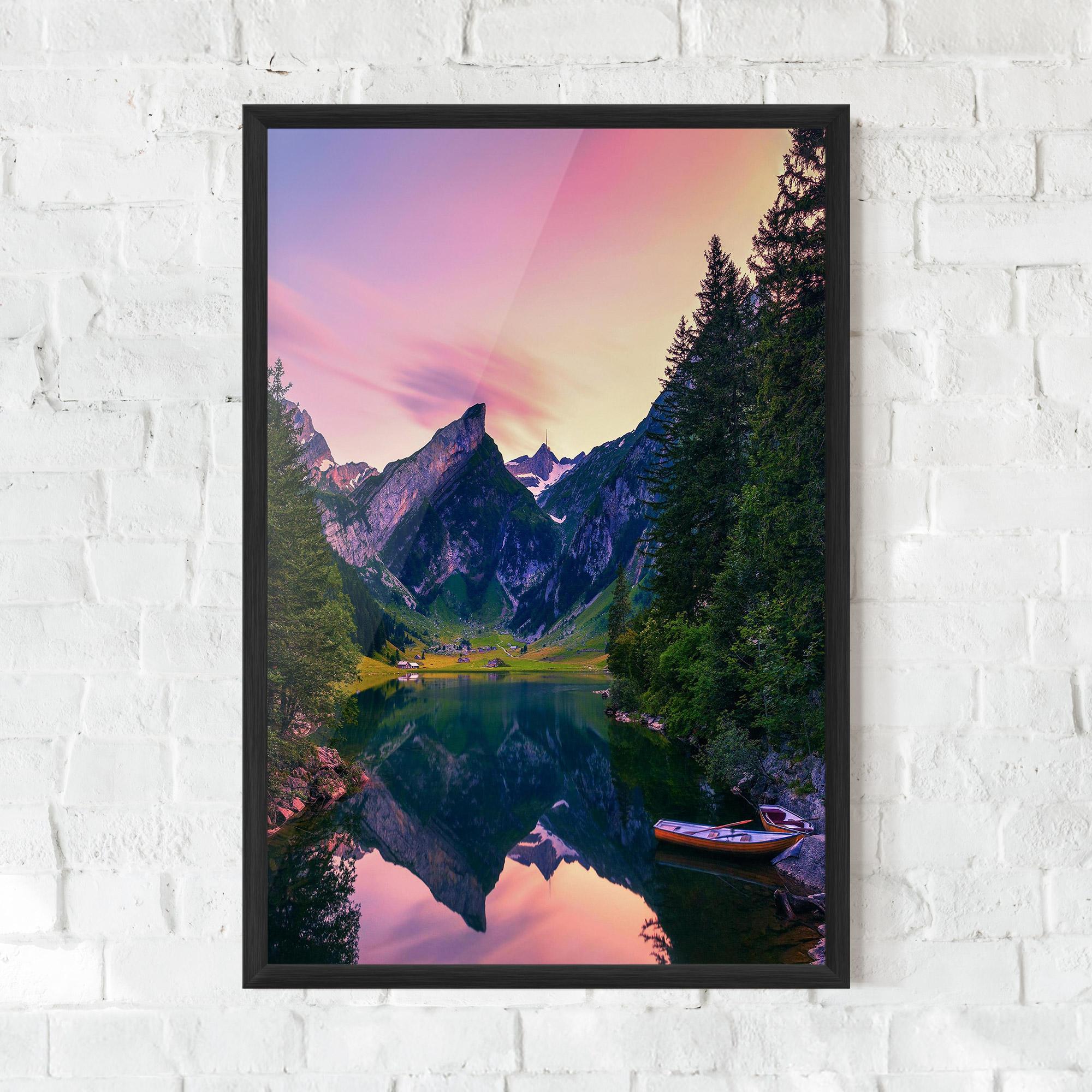 Gerahmte Poster Purple Sunset Lake mockup 0