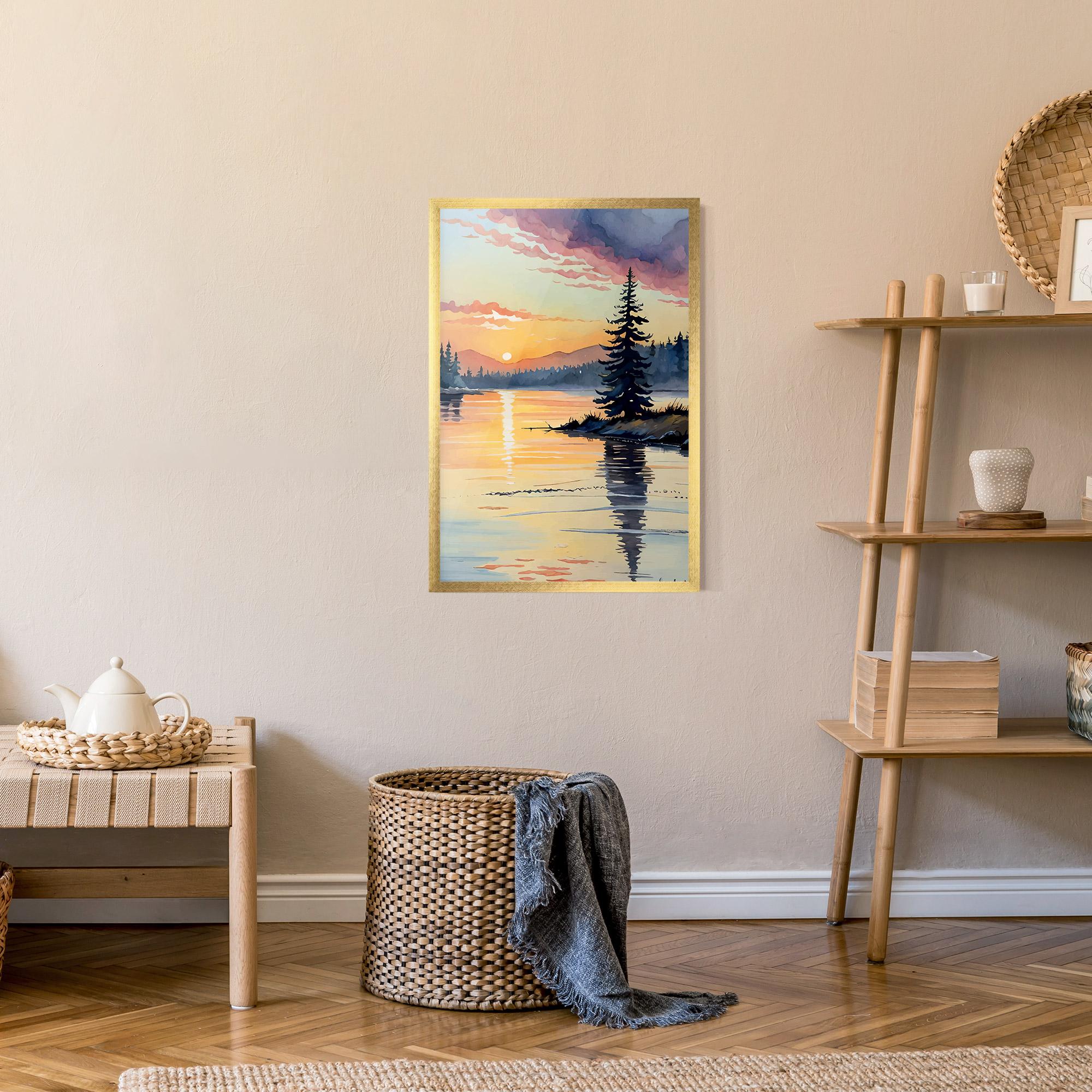 Gerahmte Poster Tree Shadow Lake mockup 9