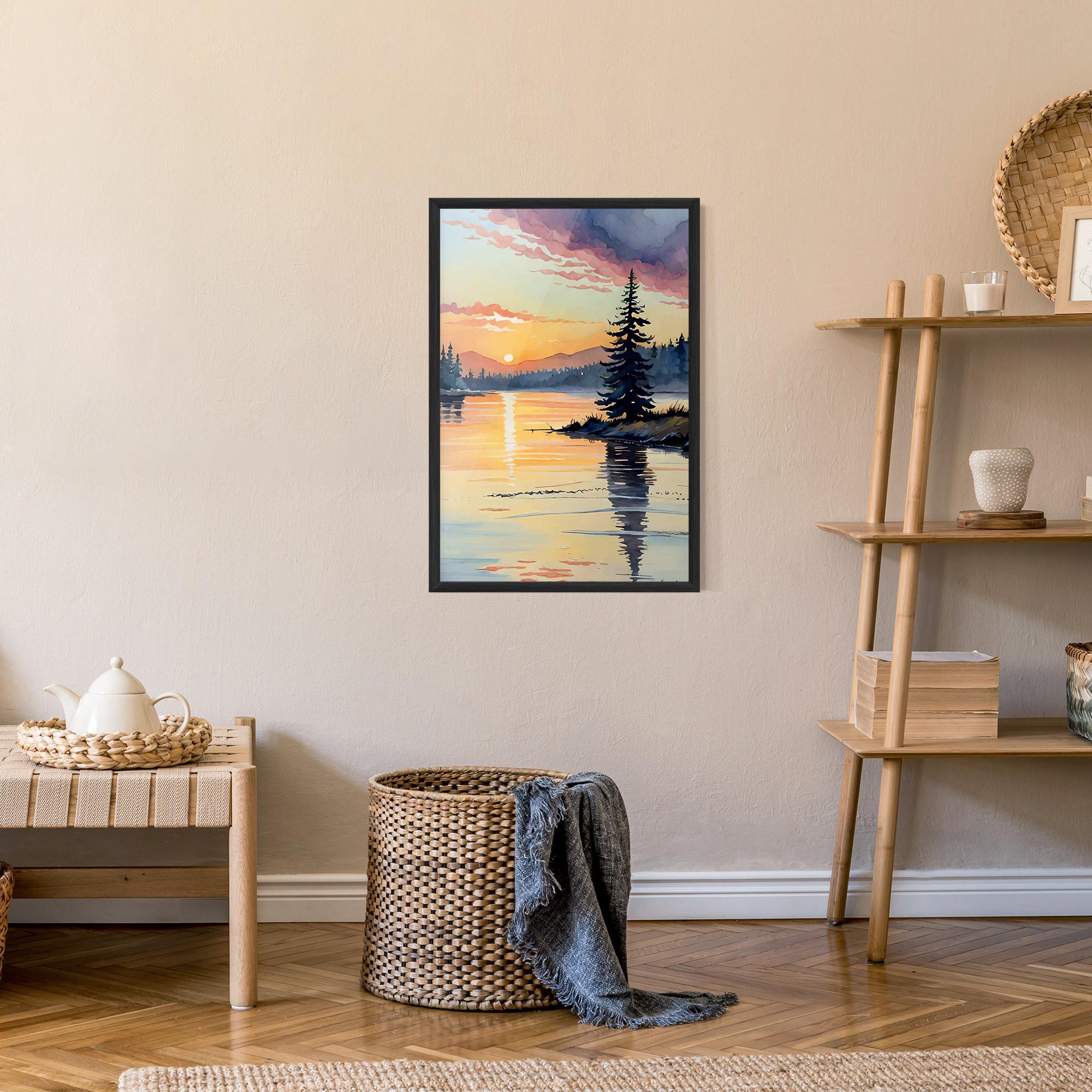 Gerahmte Poster Tree Shadow Lake mockup 9