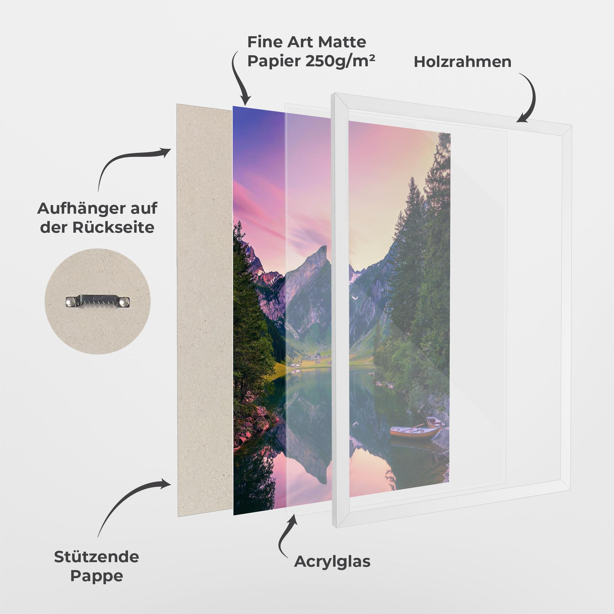 Gerahmte Poster Purple Sunset Lake mockup 1