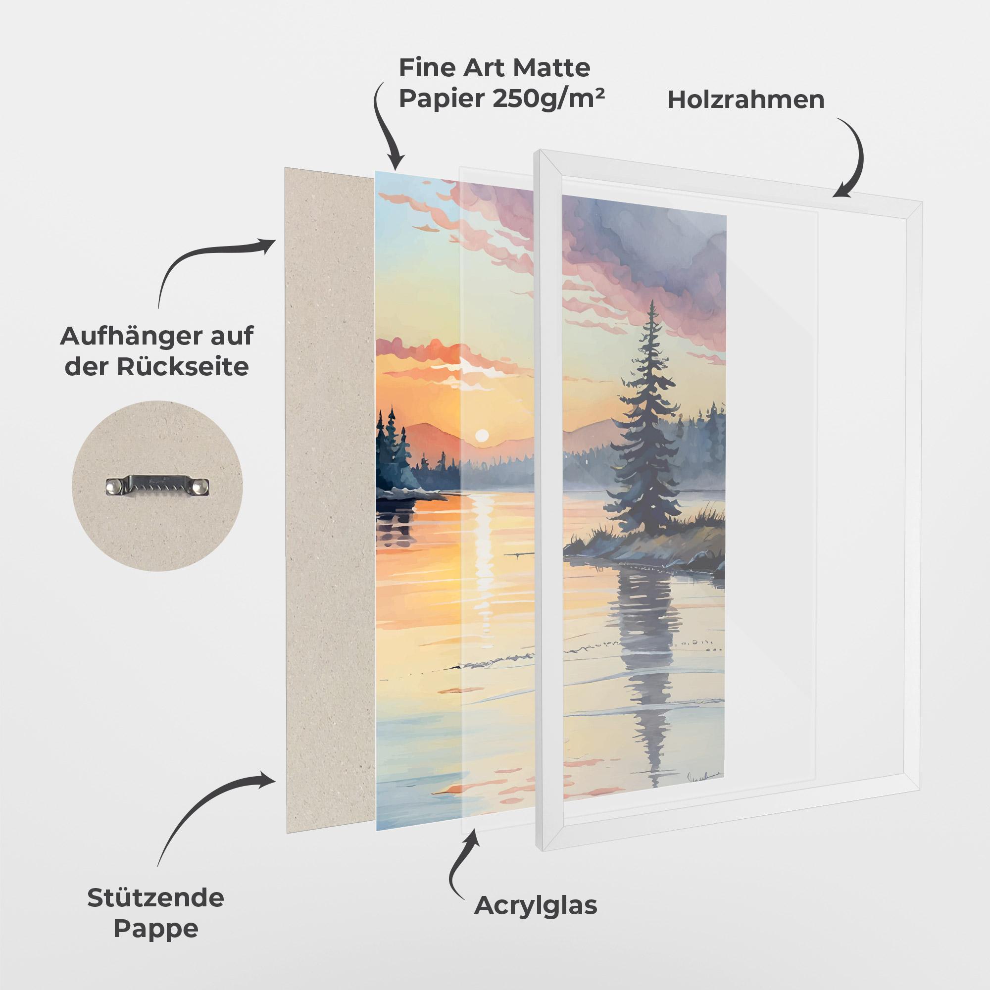 Gerahmte Poster Tree Shadow Lake mockup 1