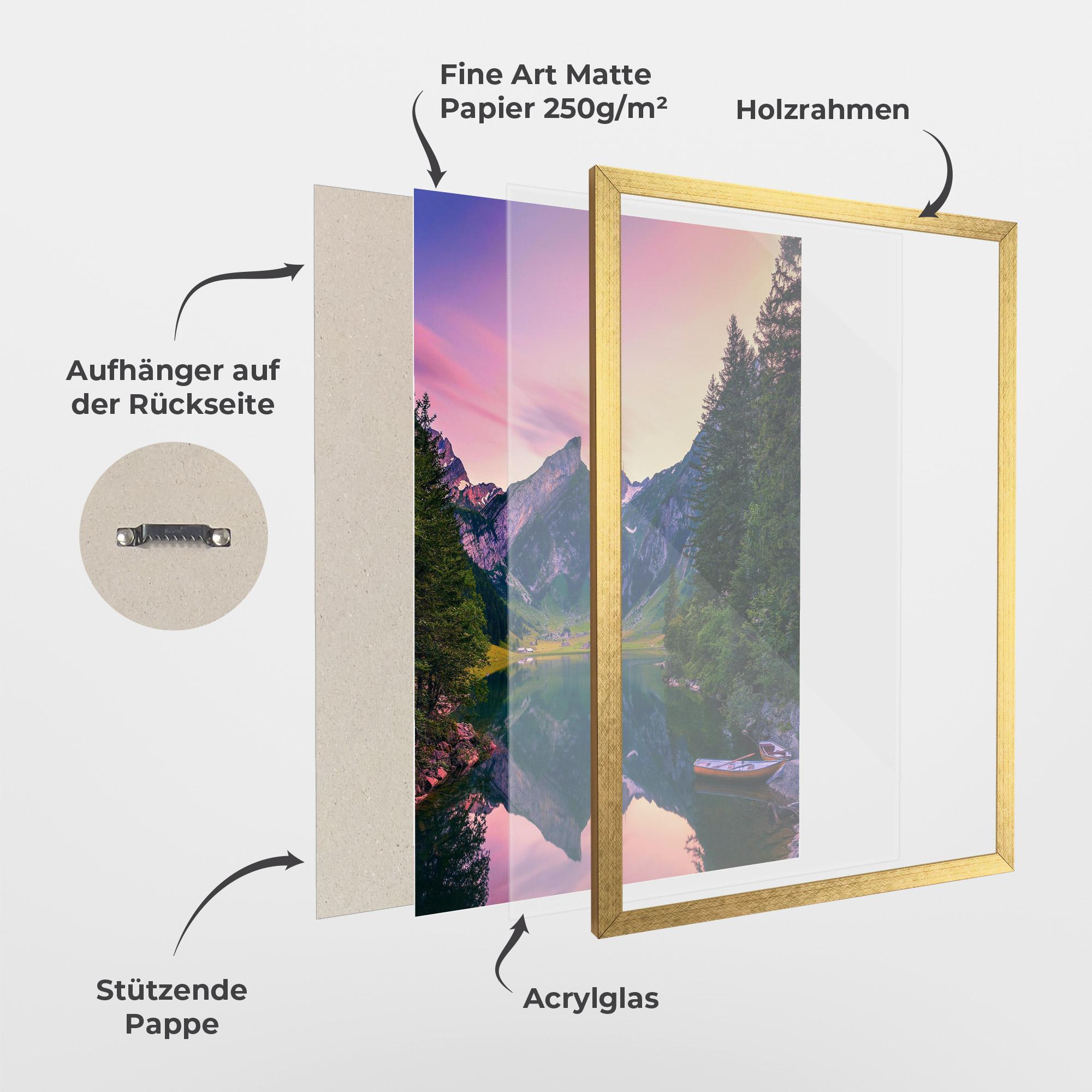 Gerahmte Poster Purple Sunset Lake mockup 1