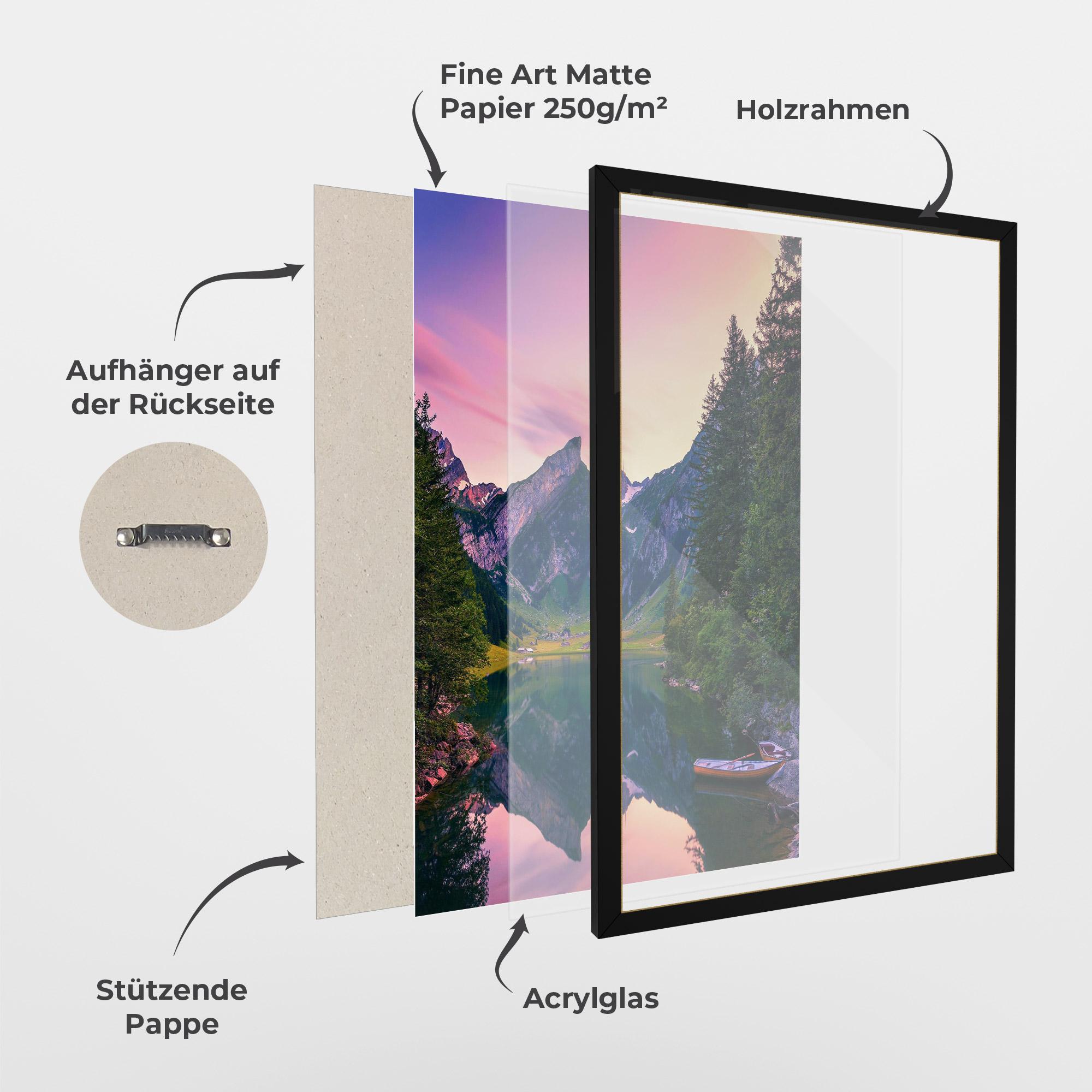 Gerahmte Poster Purple Sunset Lake mockup 1