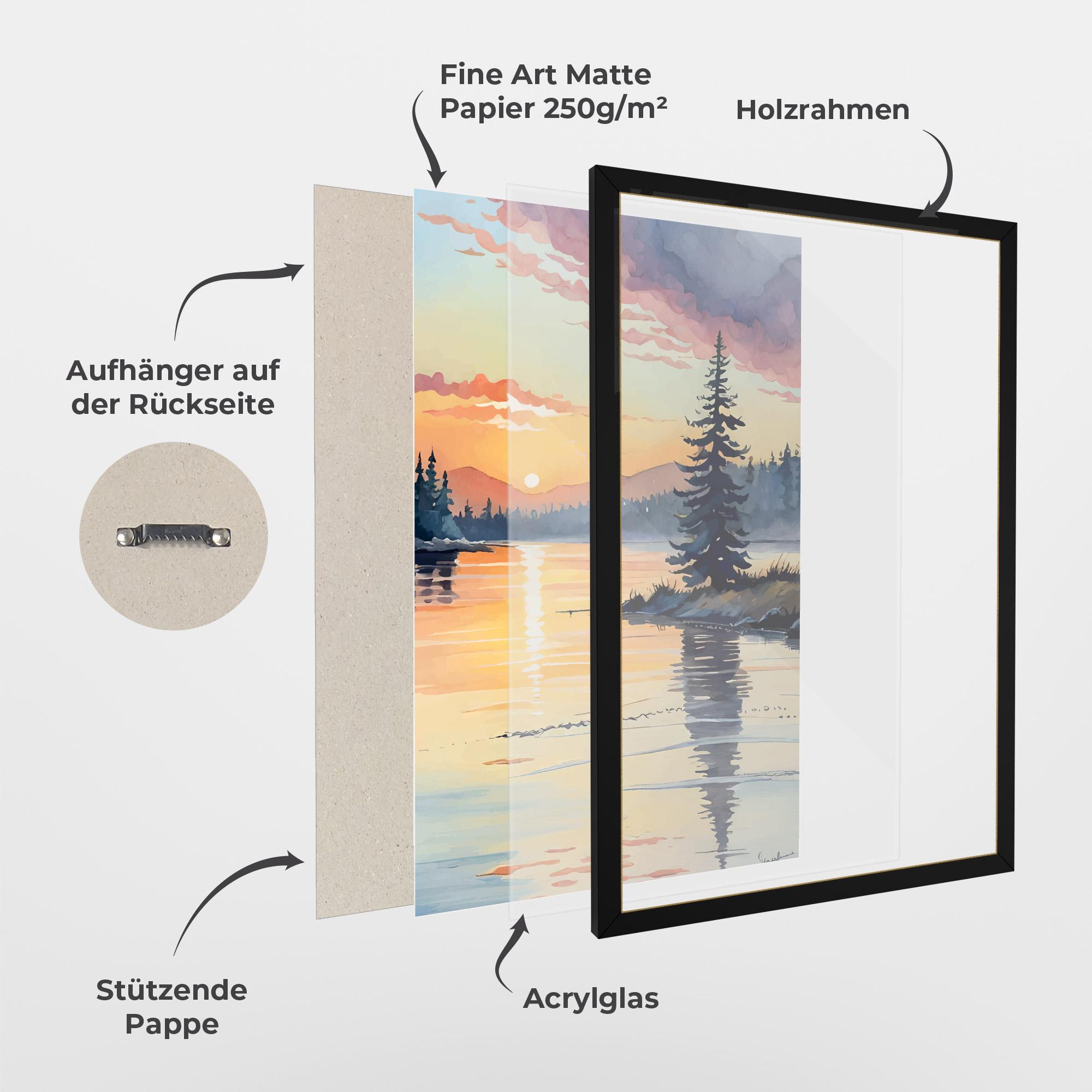 Gerahmte Poster Tree Shadow Lake mockup 1