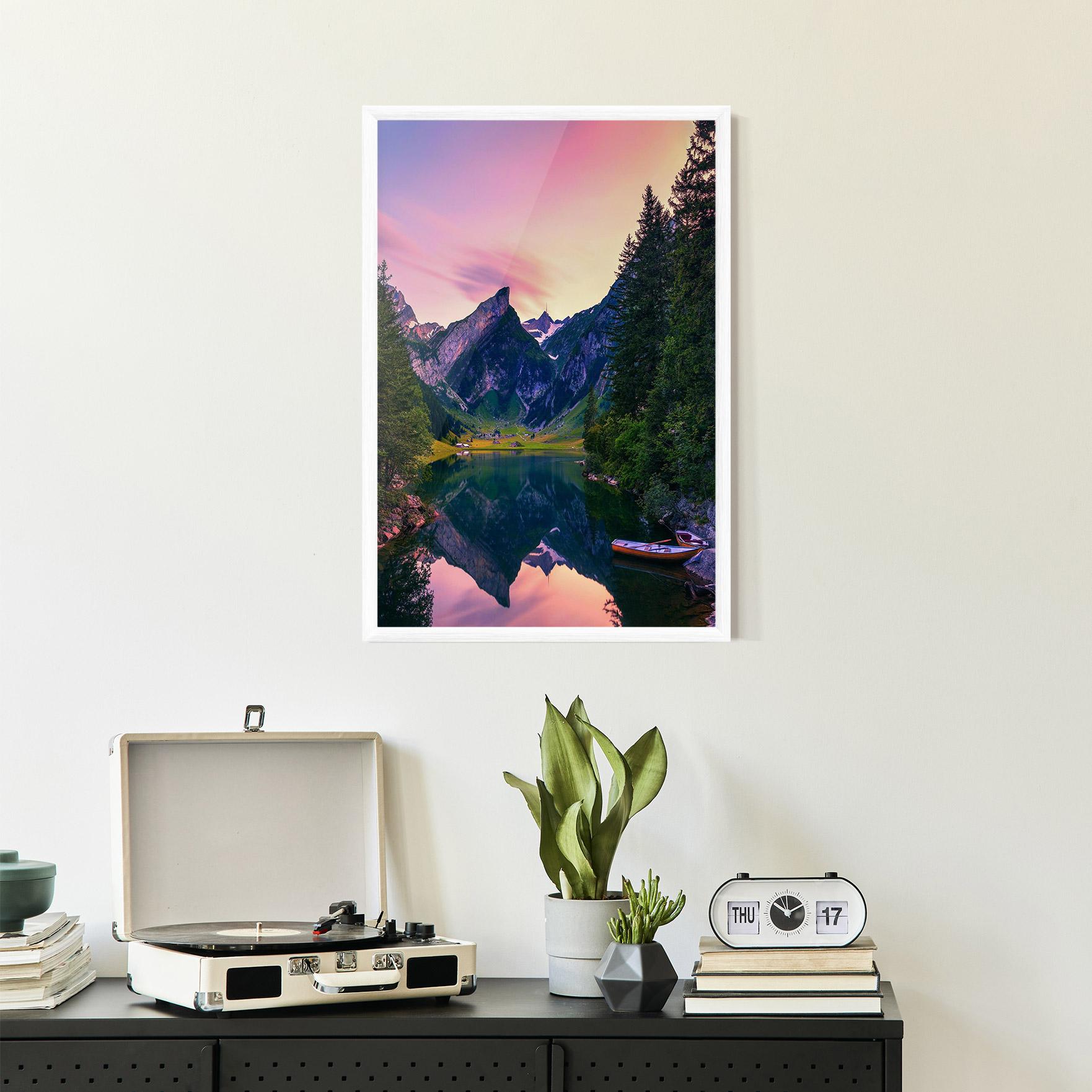 Gerahmte Poster Purple Sunset Lake mockup 2