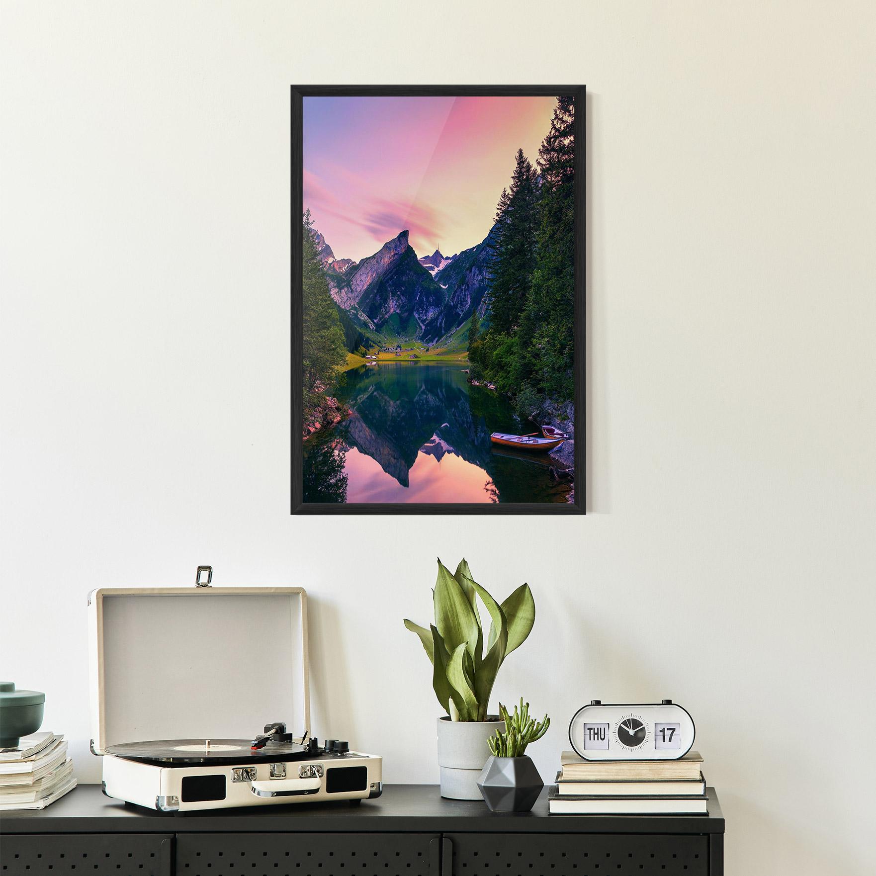 Gerahmte Poster Purple Sunset Lake mockup 2