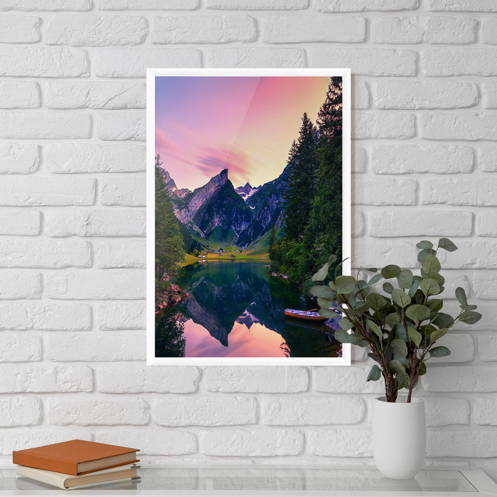 Gerahmte Poster Purple Sunset Lake mockup 5